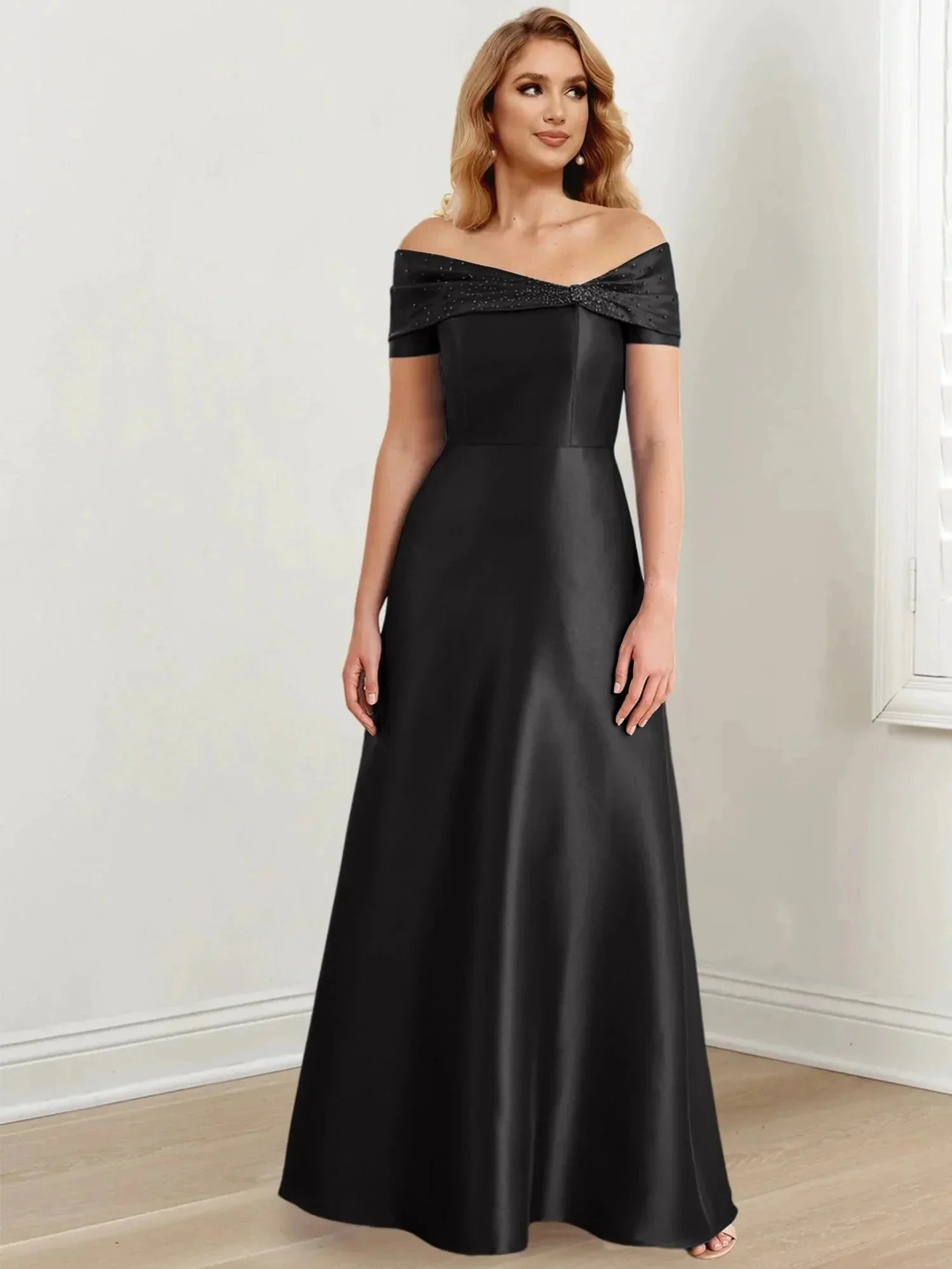 A-Line/Princess Off-the-Shoulder Floor-Length Mother of the Bride Dresses - Image 73