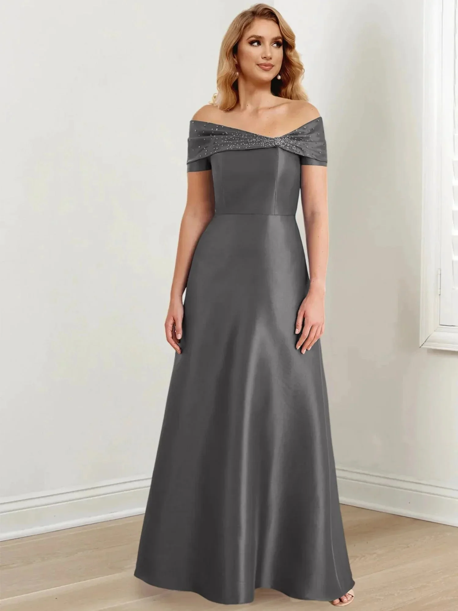 A-Line/Princess Off-the-Shoulder Floor-Length Mother of the Bride Dresses - Image 74