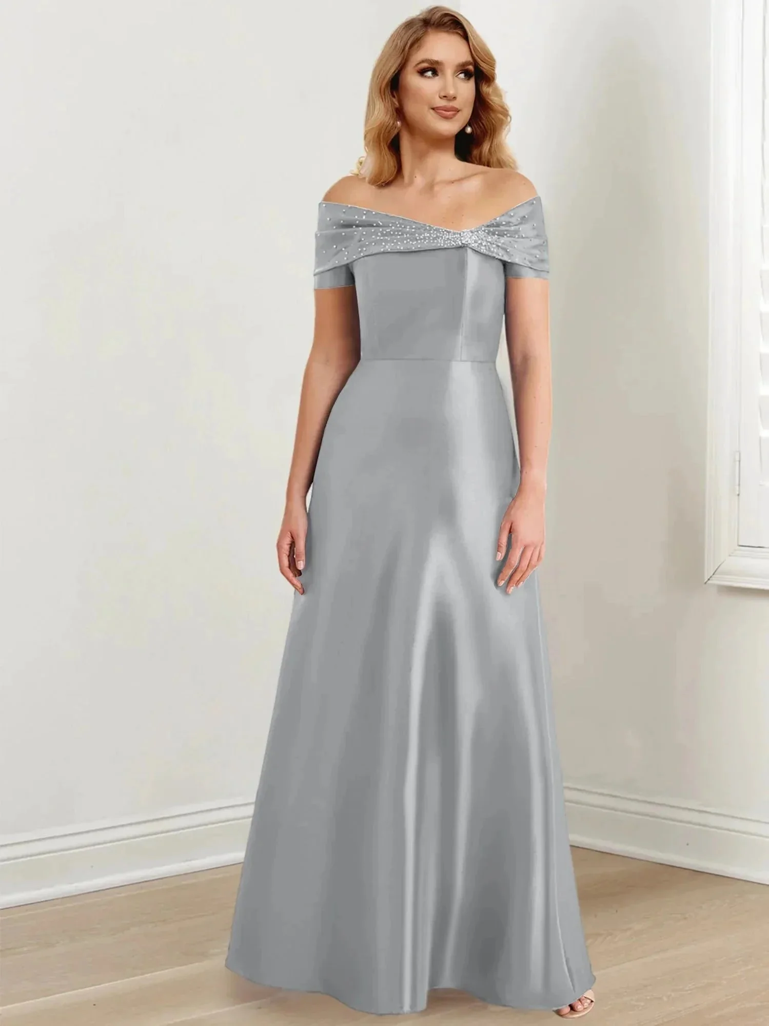 A-Line/Princess Off-the-Shoulder Floor-Length Mother of the Bride Dresses - Image 77