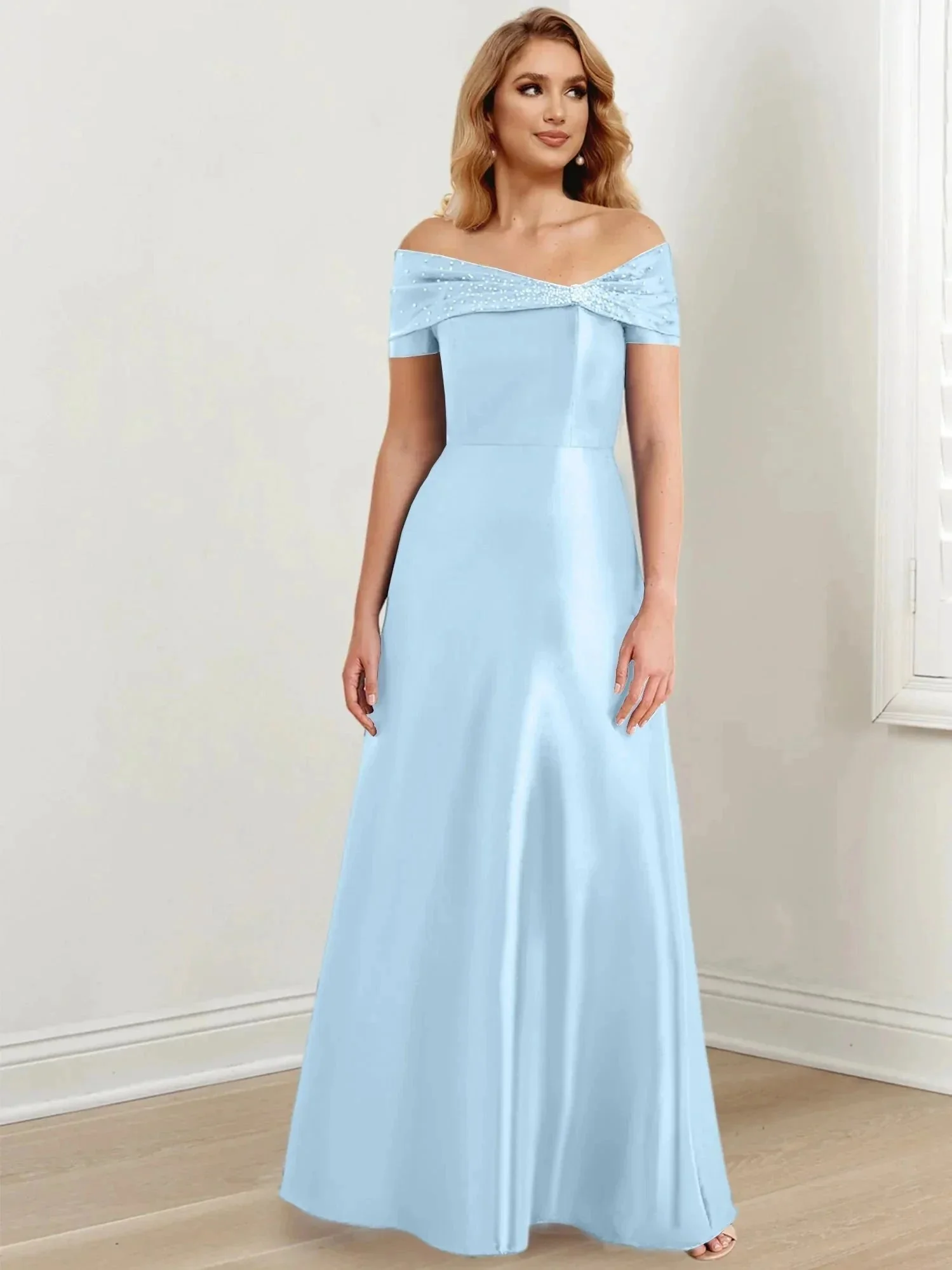 A-Line/Princess Off-the-Shoulder Floor-Length Mother of the Bride Dresses - Image 78