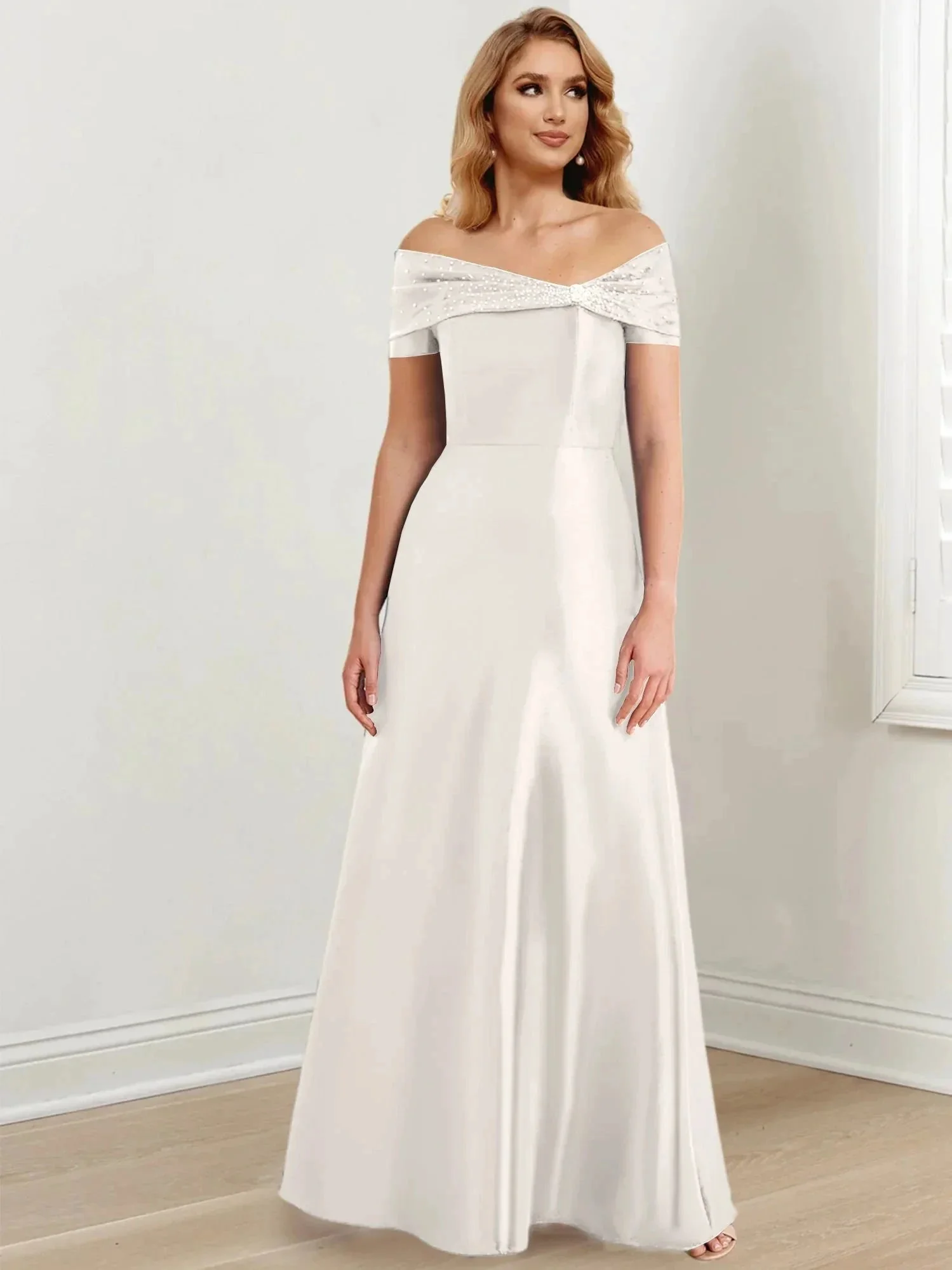 A-Line/Princess Off-the-Shoulder Floor-Length Mother of the Bride Dresses - Image 80
