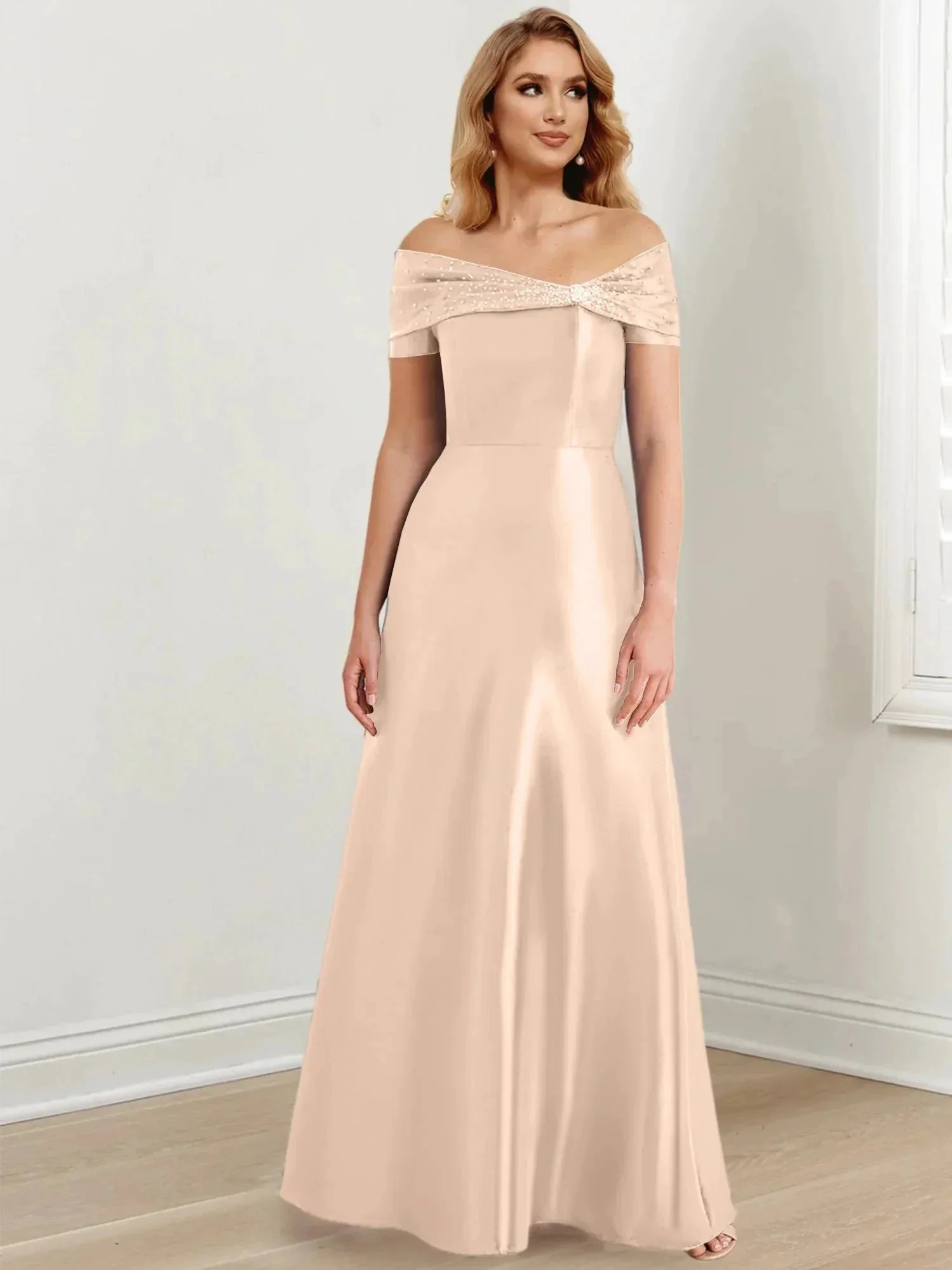 A-Line/Princess Off-the-Shoulder Floor-Length Mother of the Bride Dresses - Image 82