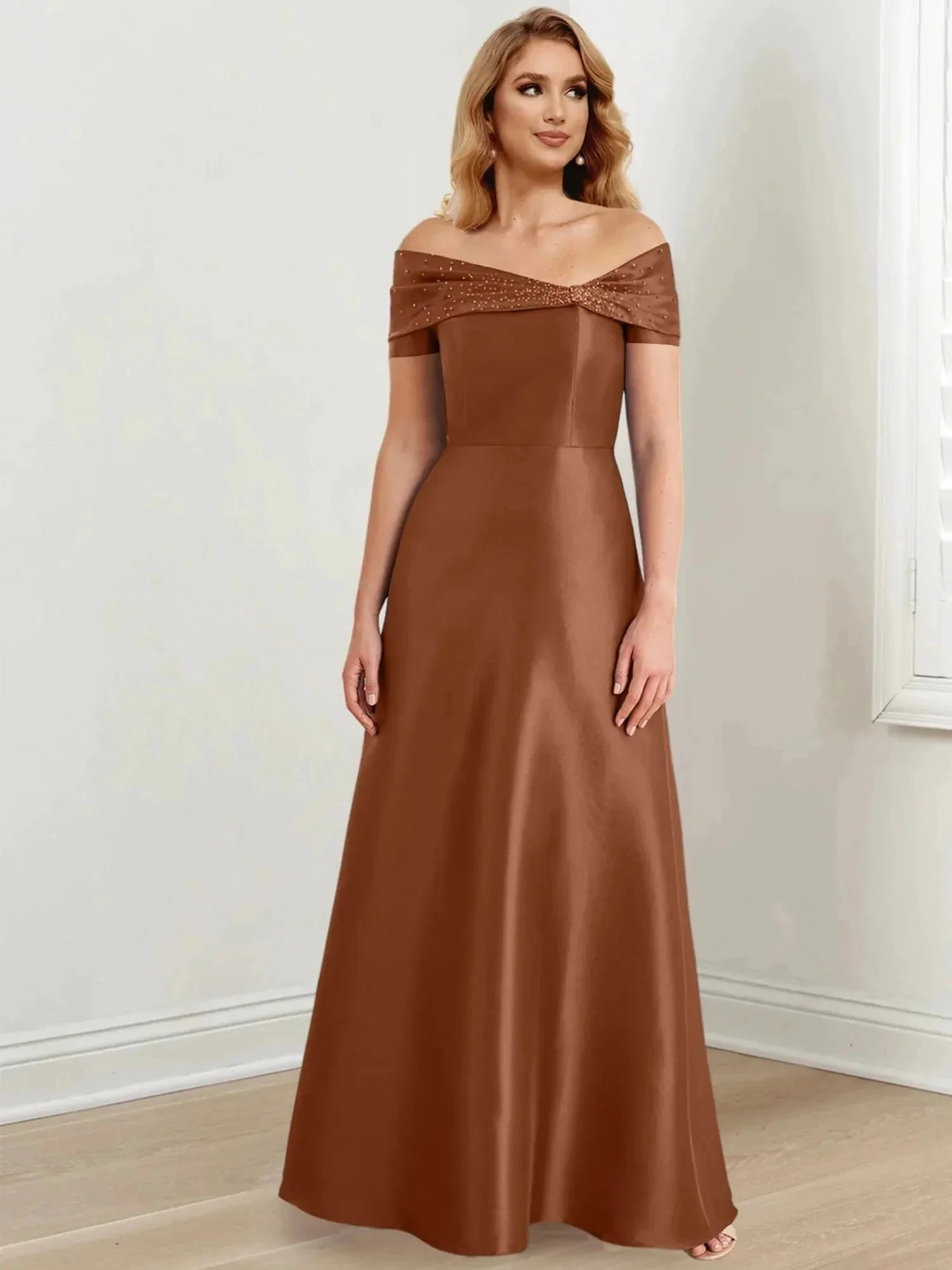 A-Line/Princess Off-the-Shoulder Floor-Length Mother of the Bride Dresses - Image 9