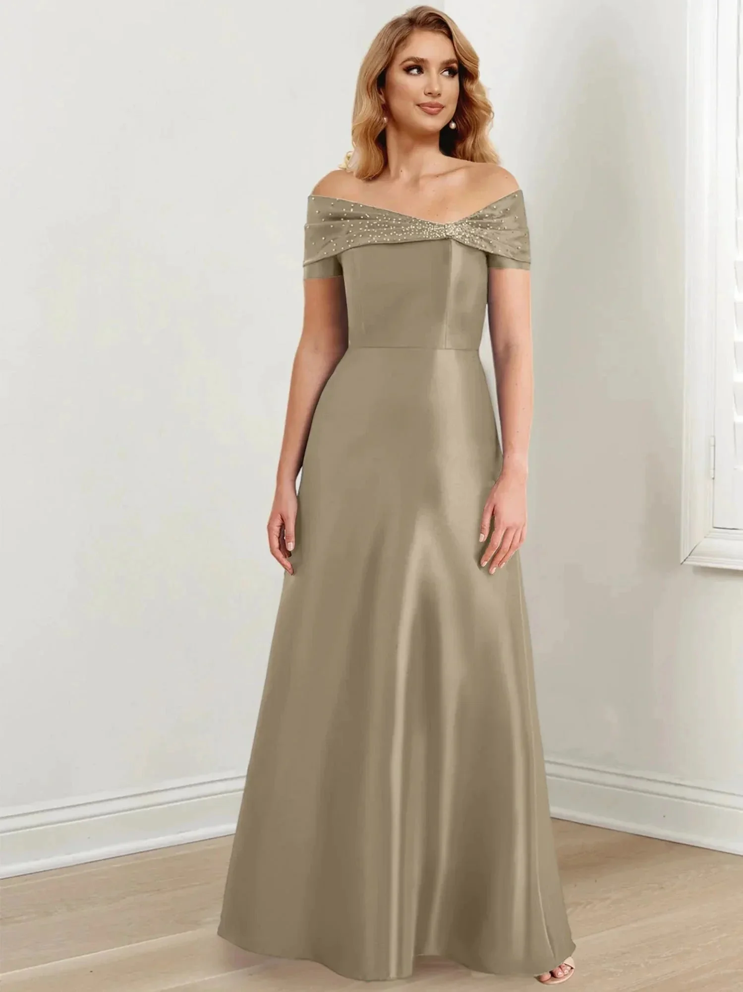 A-Line/Princess Off-the-Shoulder Floor-Length Mother of the Bride Dresses - Image 95