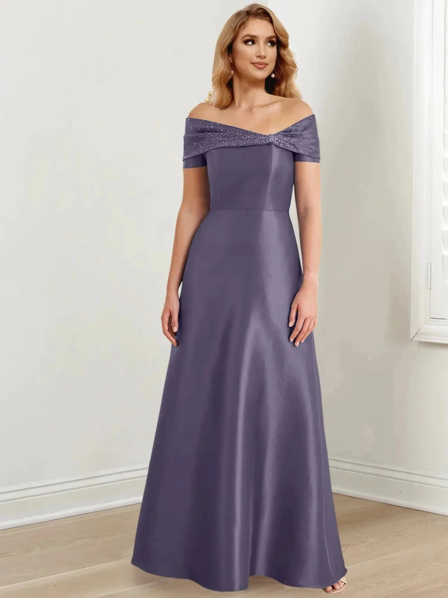 A-Line/Princess Off-the-Shoulder Floor-Length Mother of the Bride Dresses - Image 97