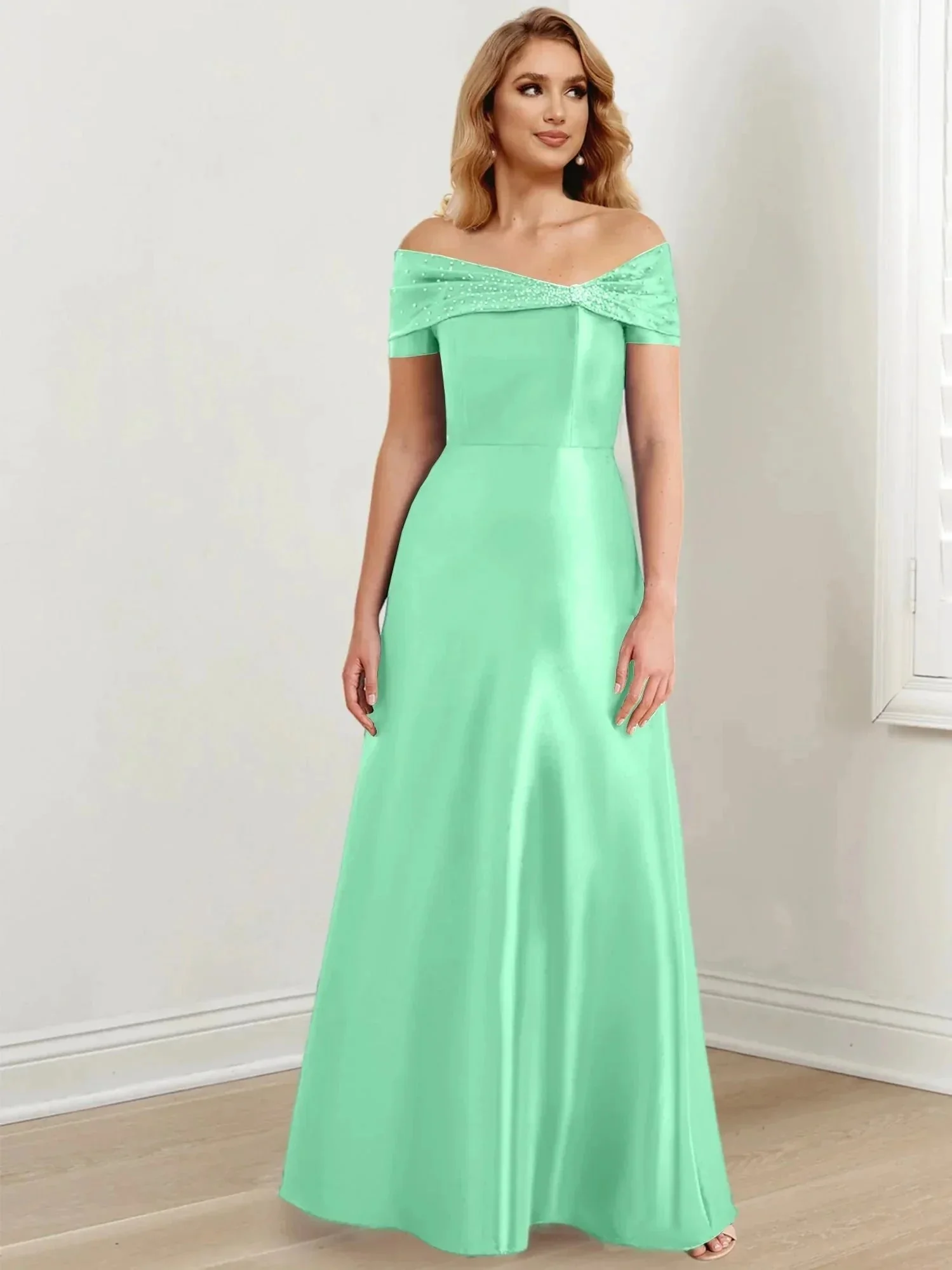 A-Line/Princess Off-the-Shoulder Floor-Length Mother of the Bride Dresses - Image 99