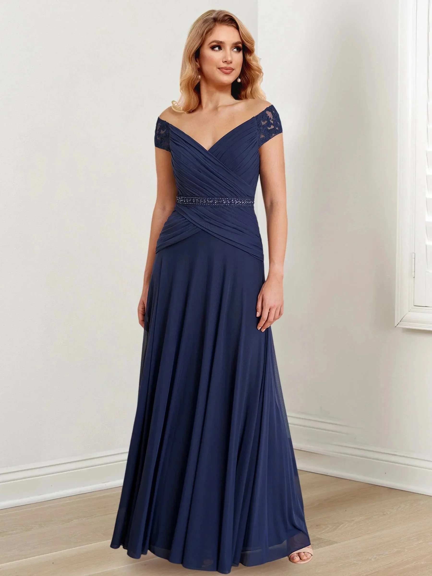 A-Line/Princess Off-the-Shoulder Floor-Length Mother of the Bride Dresses - Image 4