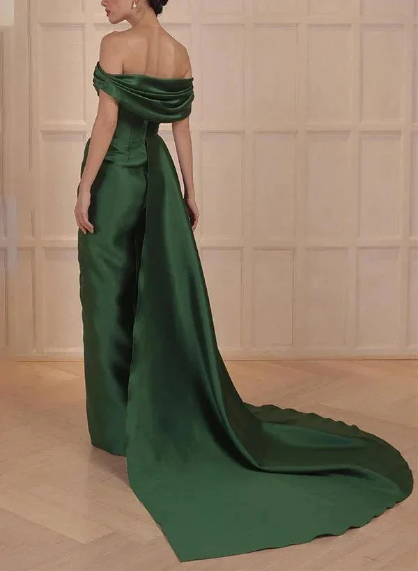 A-Line/Princess Off-the-Shoulder Satin Mother of the Bride Dresses with Split Side - Image 2