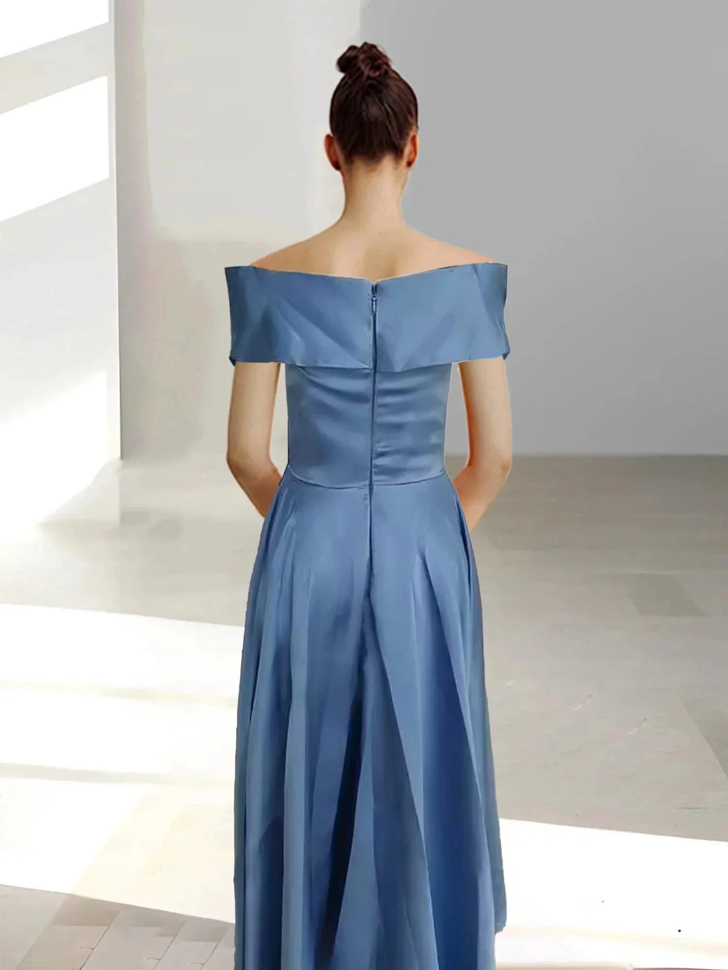 A-Line/Princess Off-the-Shoulder Sleeveless Ankle-Length Mother of the Bride Dresses with Pockets - Image 2