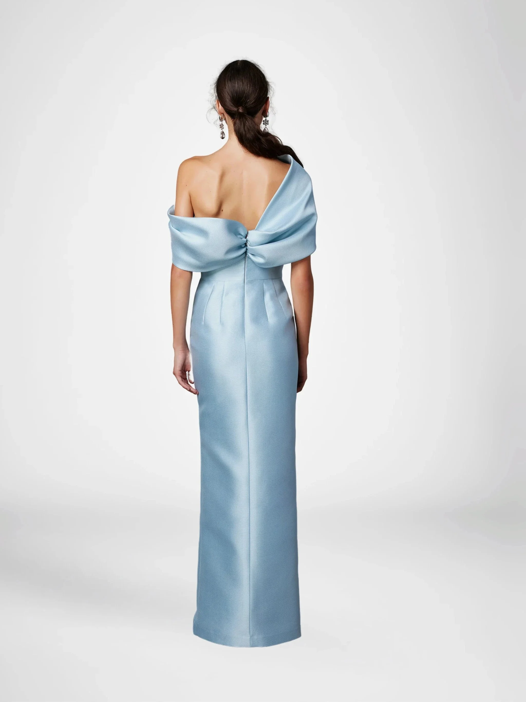 A-Line/Princess One-Shoulder Half Sleeves Floor-Length Mother of the Bride Dresses with Ruffles - Image 2