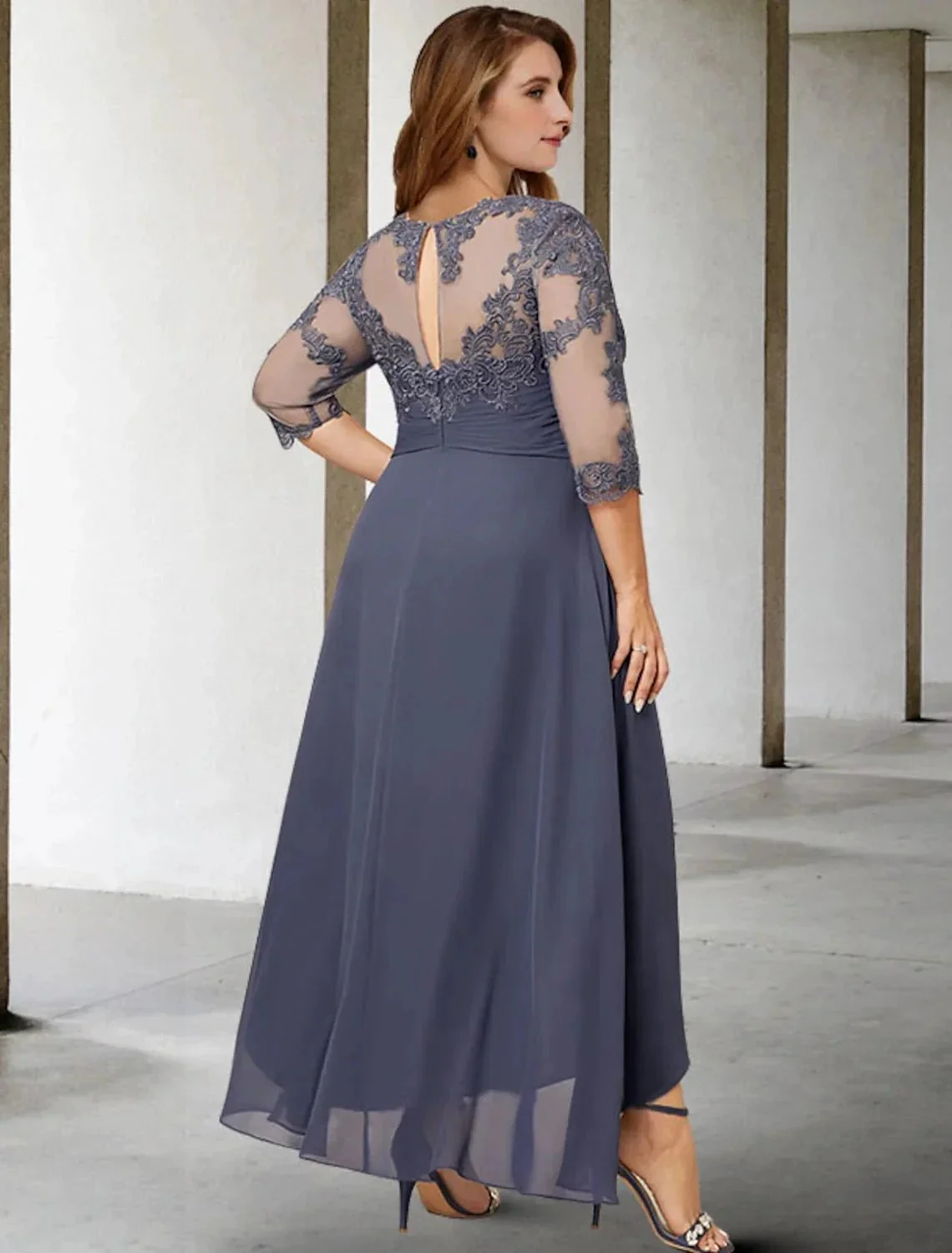 A-Line/Princess Scoop Asymmetrical Mother of the Bride Dresses - Image 2