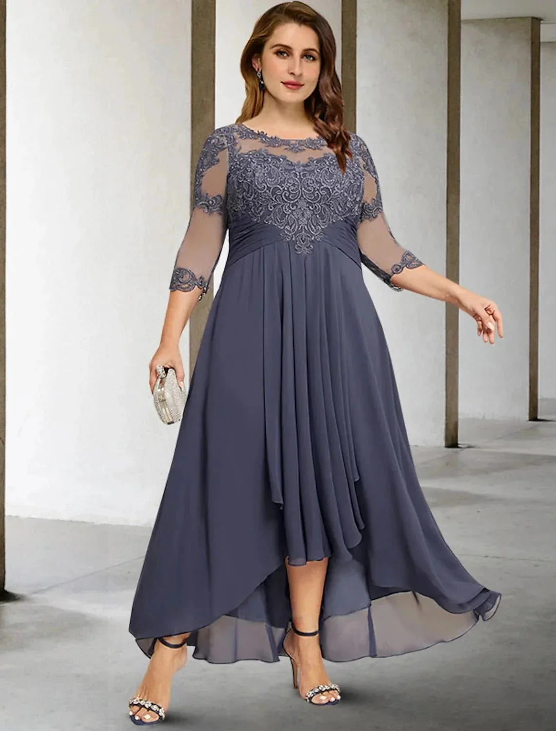 A-Line/Princess Scoop Asymmetrical Mother of the Bride Dresses - Image 3