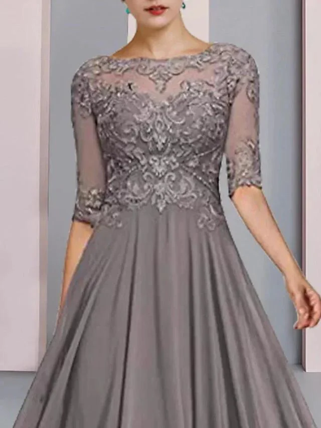 A-Line/Princess Scoop Floor-Length Mother of the Bride Dresses - Image 2
