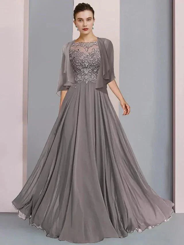 A-Line/Princess Scoop Floor-Length Mother of the Bride Dresses - Image 3