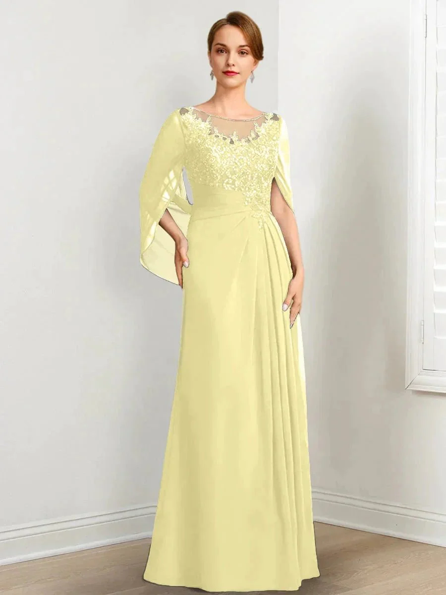 A-Line/Princess Scoop Floor-Length Mother of the Bride Dresses with Pleated & Sequins - Image 22