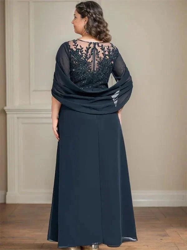A-Line/Princess Scoop Floor-Length Mother of the Bride Dresses with Pleated & Sequins - Image 7