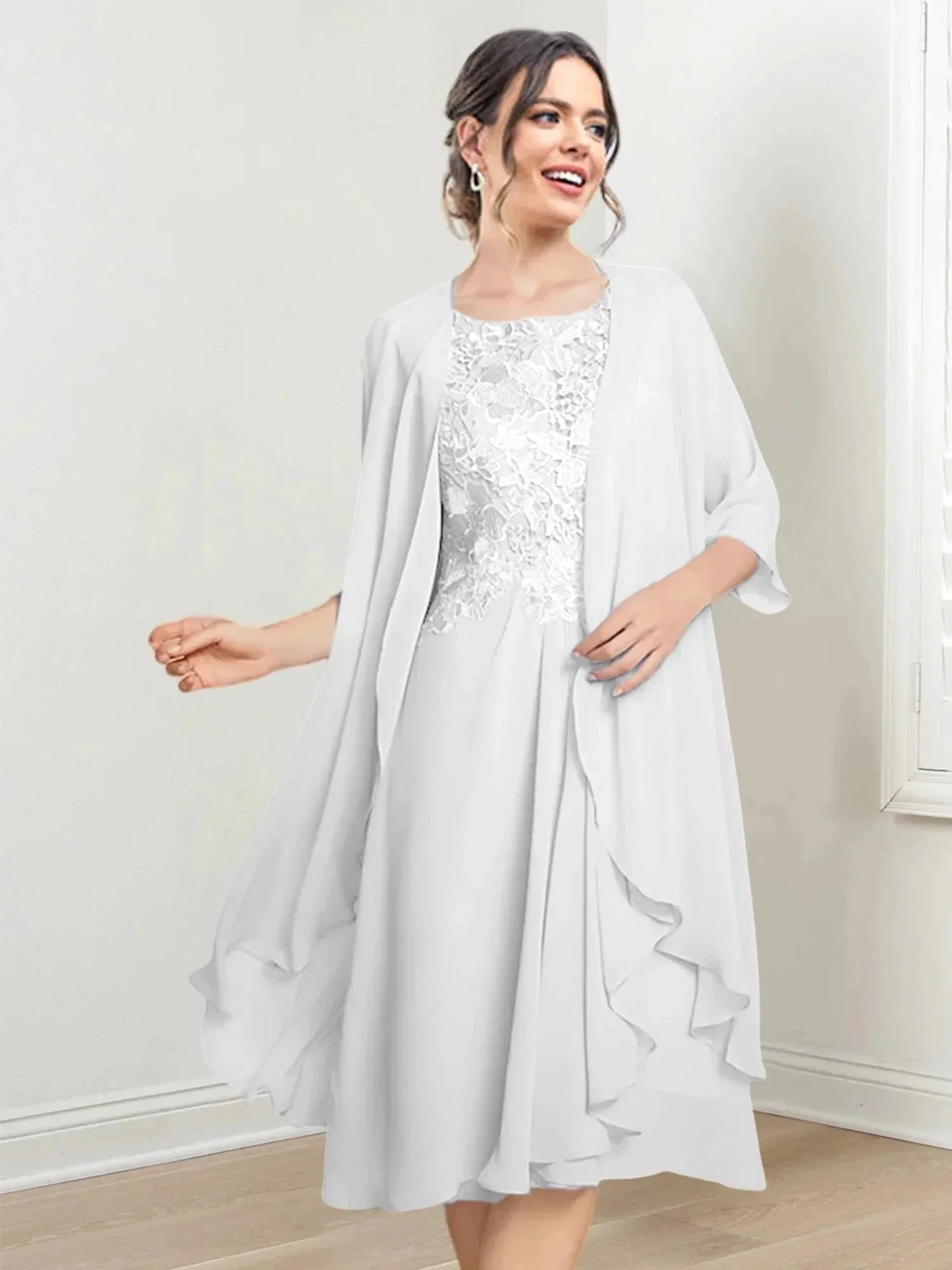 A-Line/Princess Scoop Knee-Length Mother of the Bride Dresses - Image 111