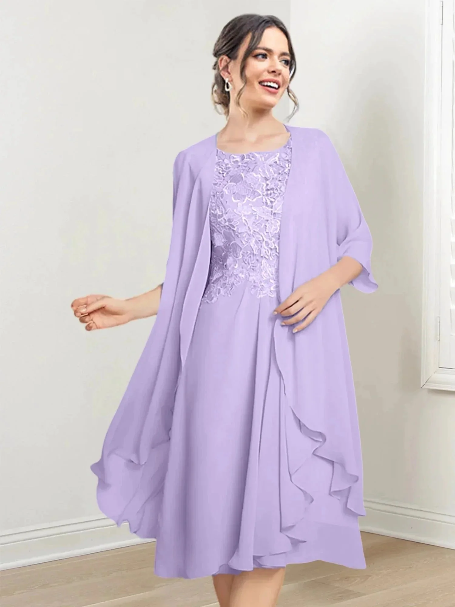 A-Line/Princess Scoop Knee-Length Mother of the Bride Dresses - Image 118
