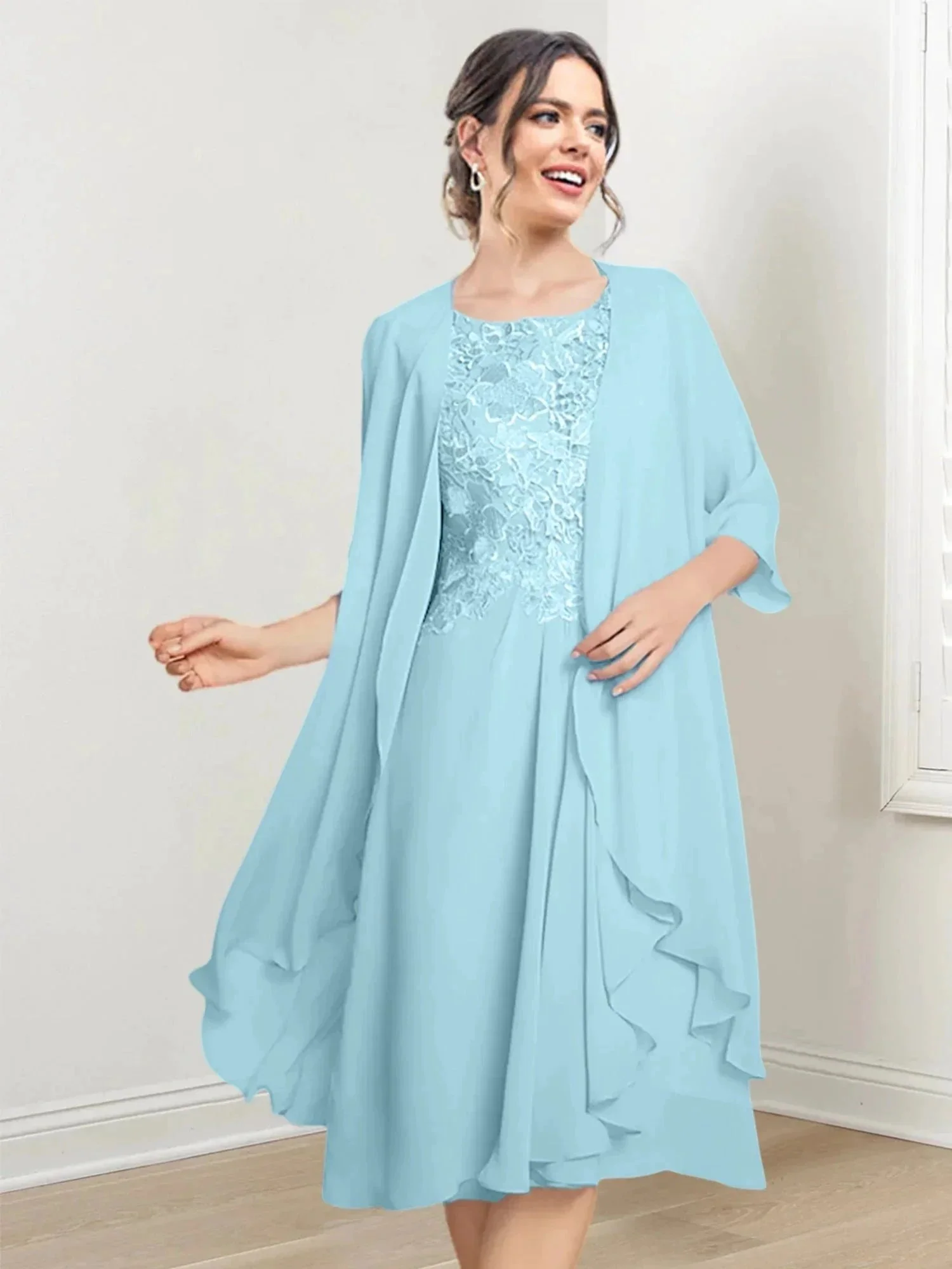 A-Line/Princess Scoop Knee-Length Mother of the Bride Dresses - Image 119