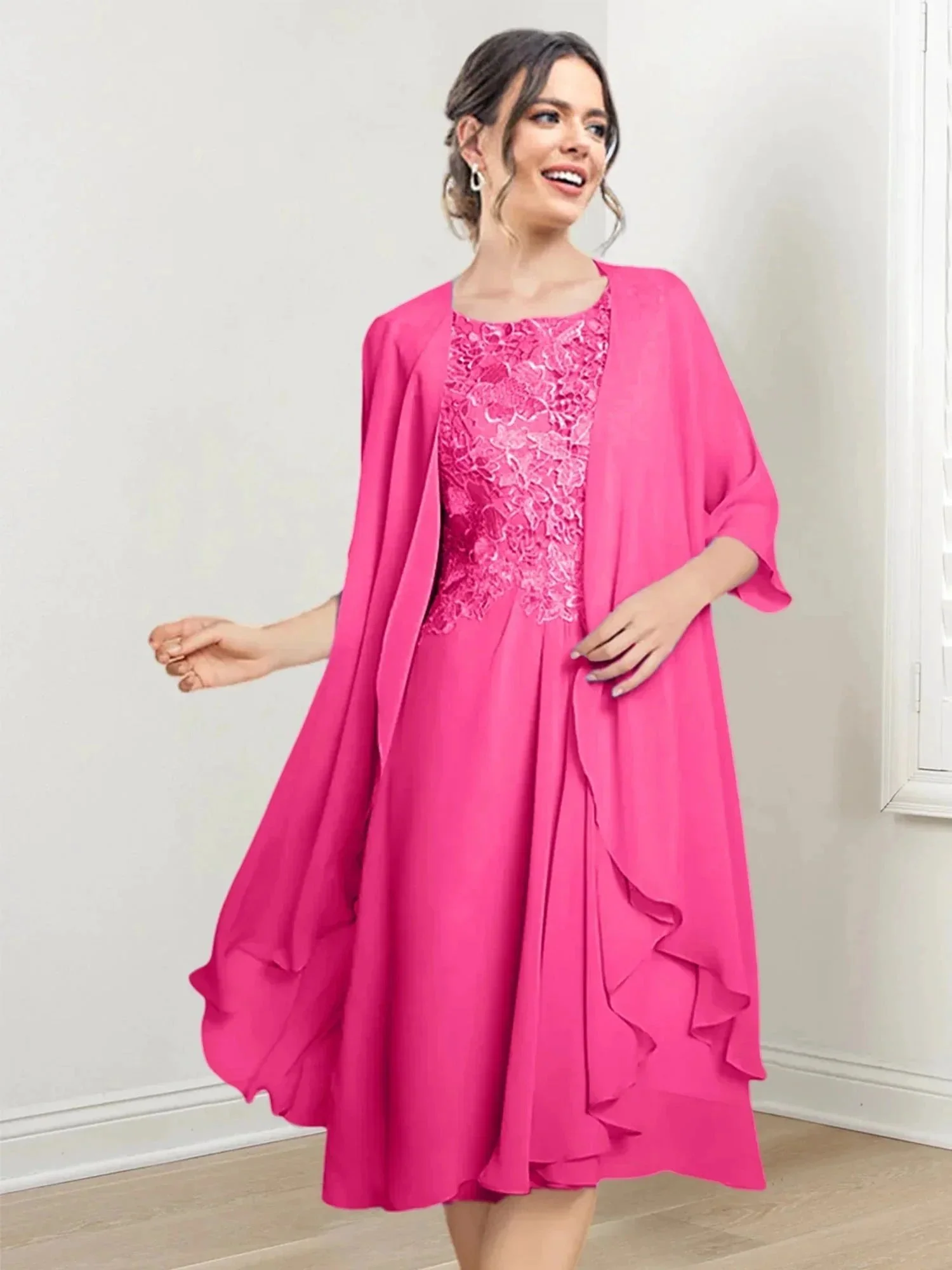 A-Line/Princess Scoop Knee-Length Mother of the Bride Dresses - Image 126