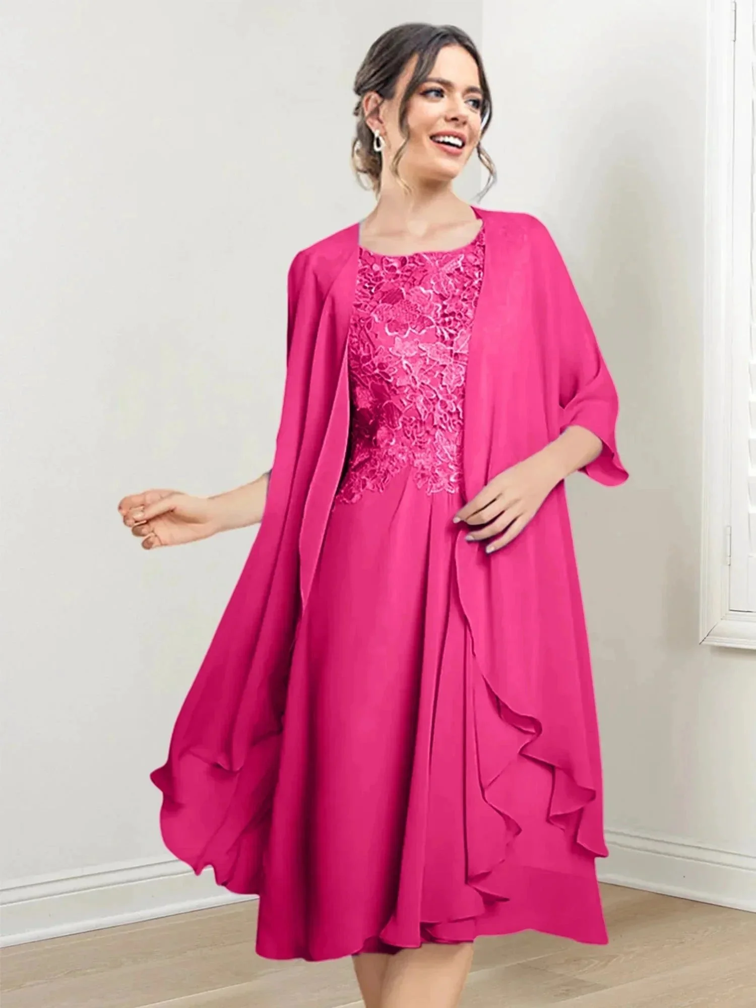 A-Line/Princess Scoop Knee-Length Mother of the Bride Dresses - Image 128