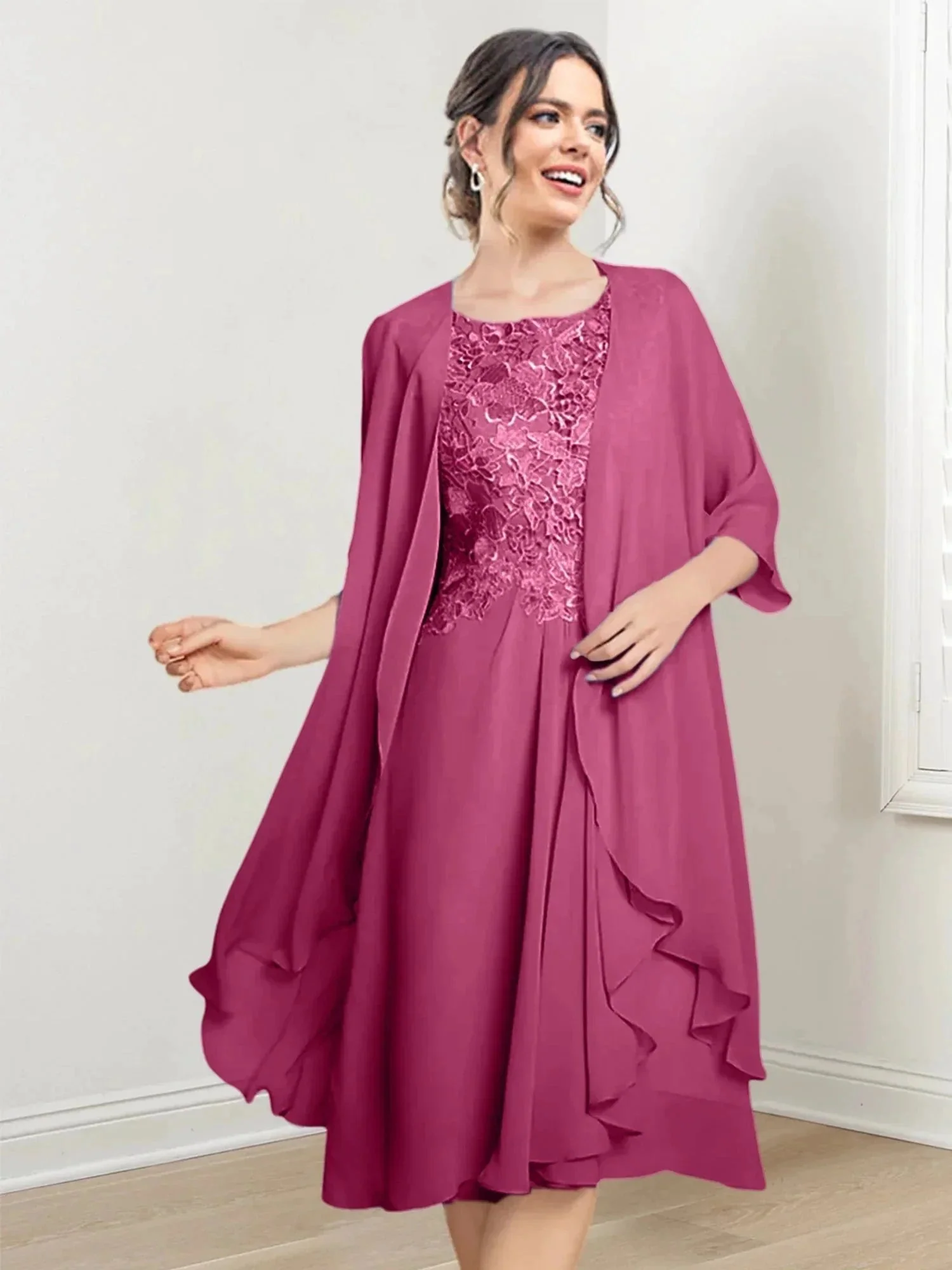 A-Line/Princess Scoop Knee-Length Mother of the Bride Dresses - Image 129