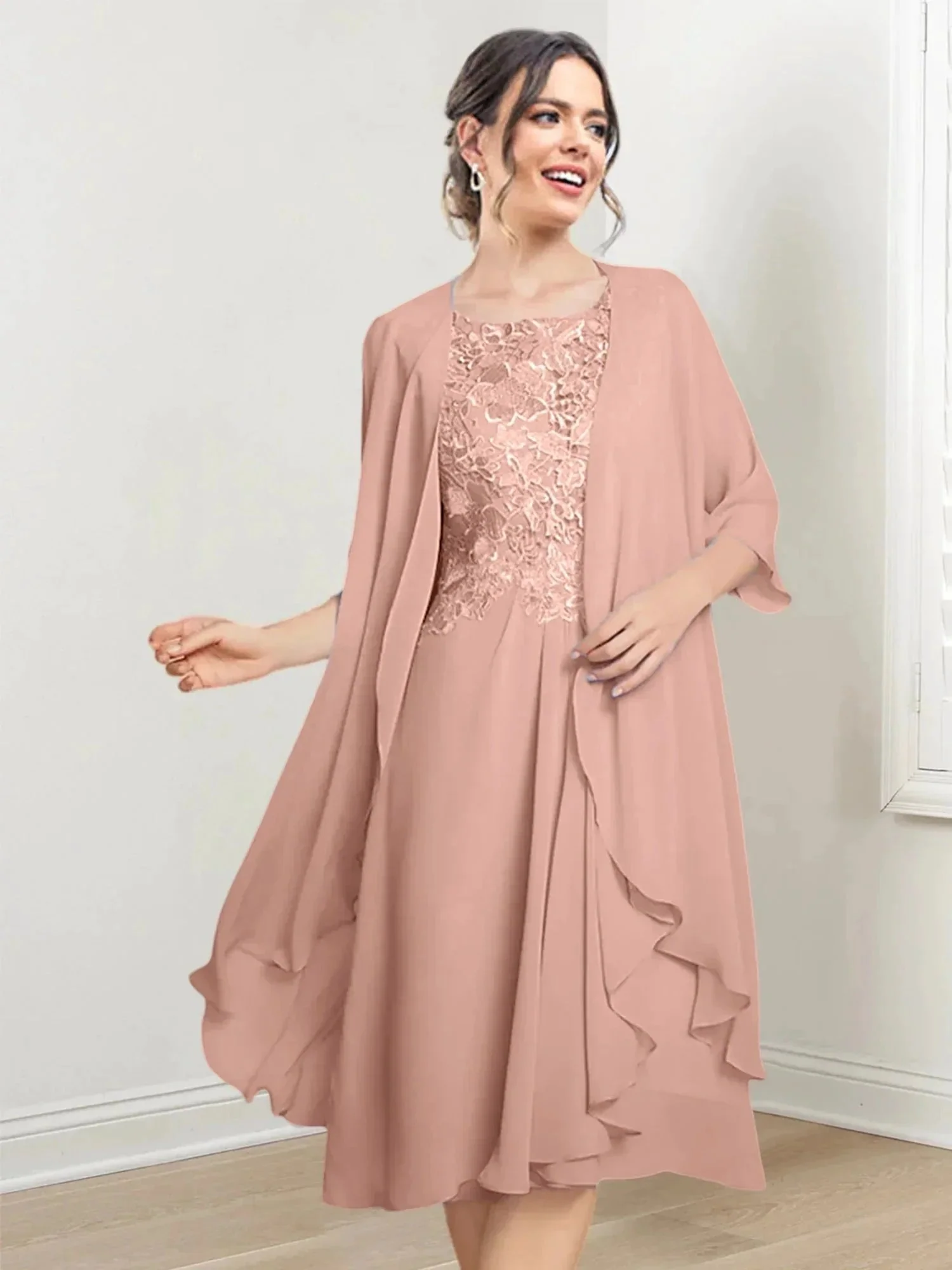 A-Line/Princess Scoop Knee-Length Mother of the Bride Dresses - Image 133