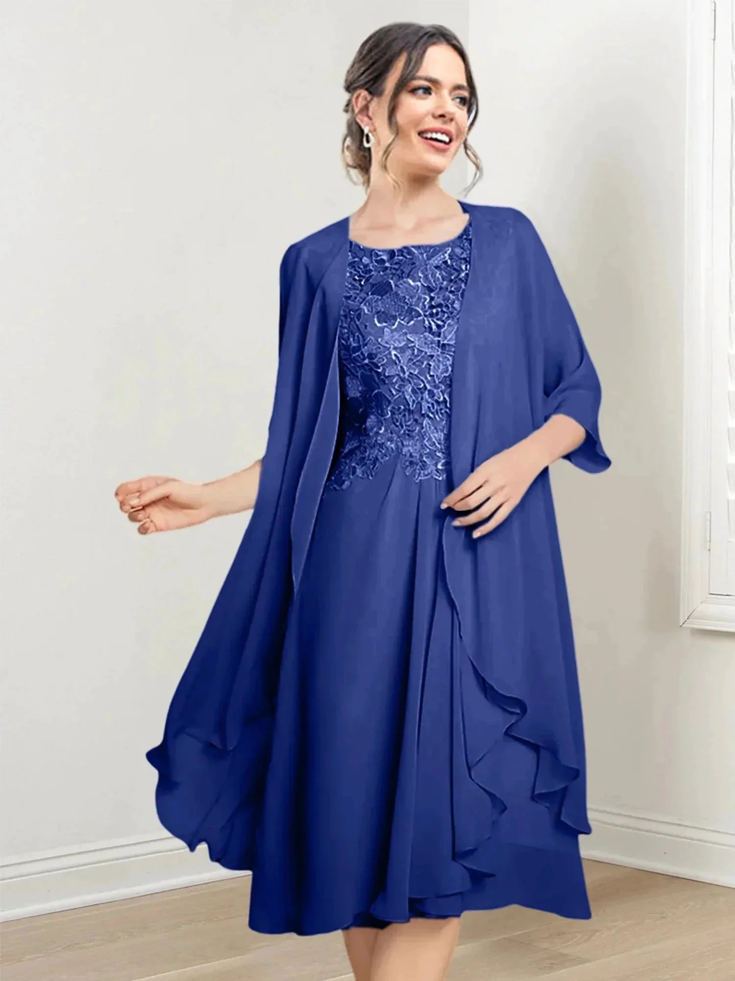 A-Line/Princess Scoop Knee-Length Mother of the Bride Dresses - Image 136