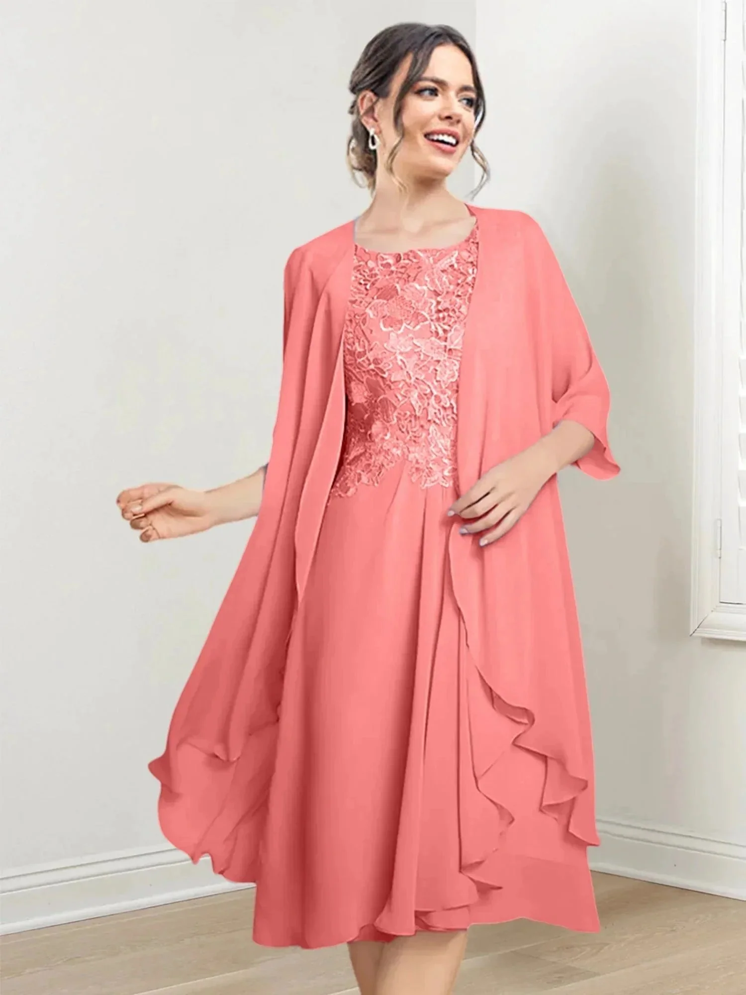 A-Line/Princess Scoop Knee-Length Mother of the Bride Dresses - Image 137