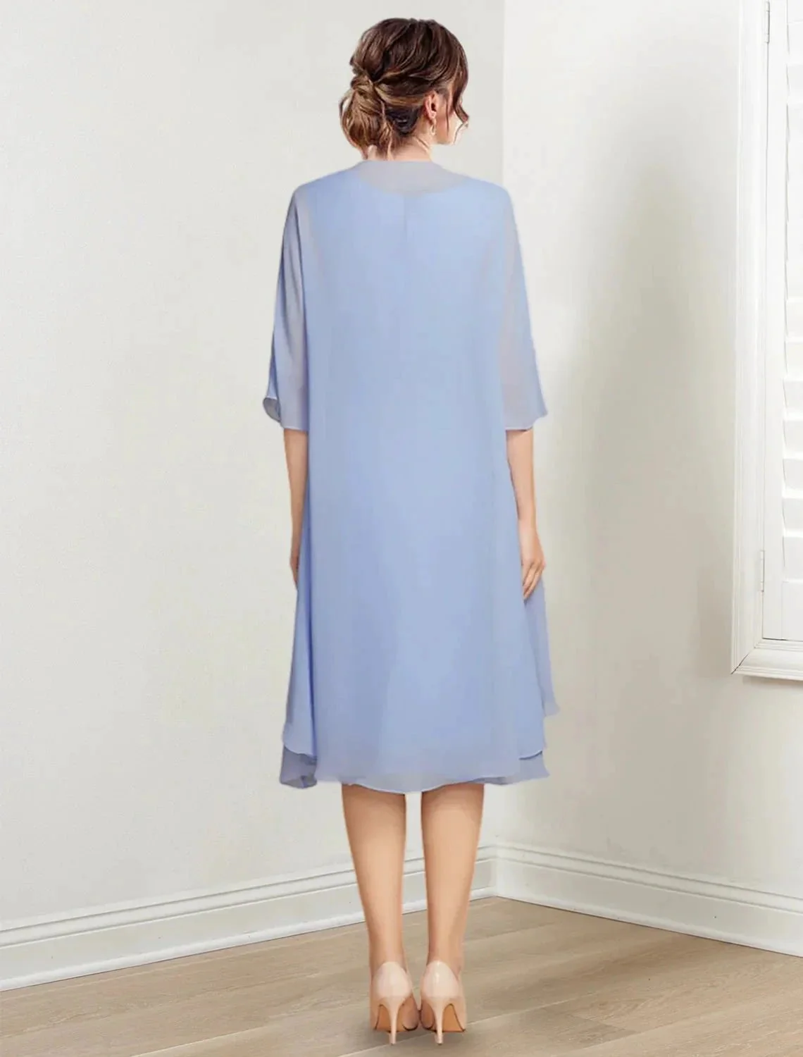 A-Line/Princess Scoop Knee-Length Mother of the Bride Dresses - Image 2