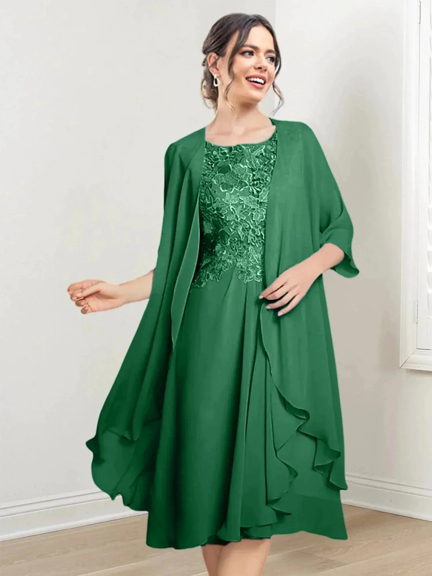 A-Line/Princess Scoop Knee-Length Mother of the Bride Dresses - Image 22