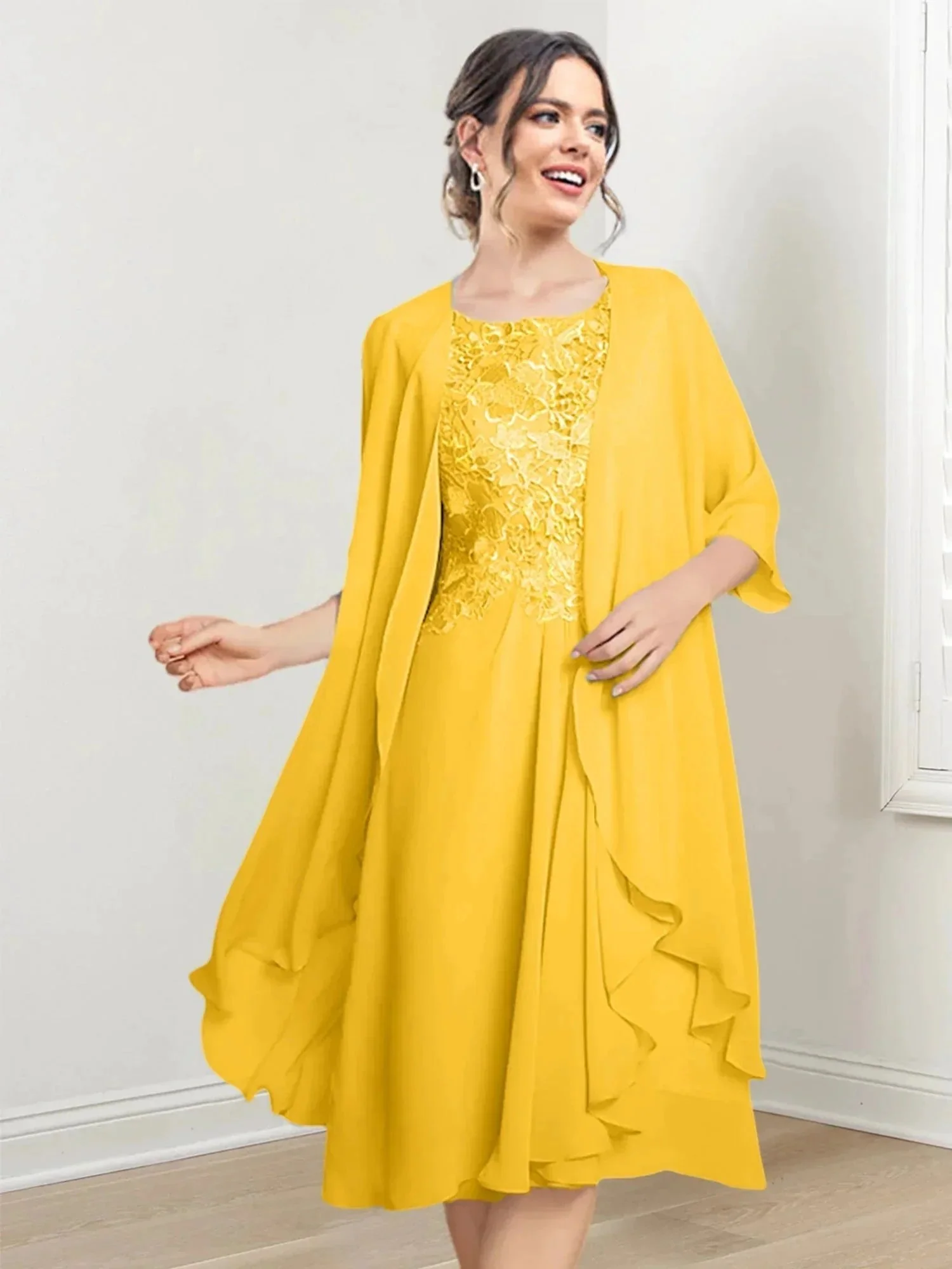 A-Line/Princess Scoop Knee-Length Mother of the Bride Dresses - Image 26