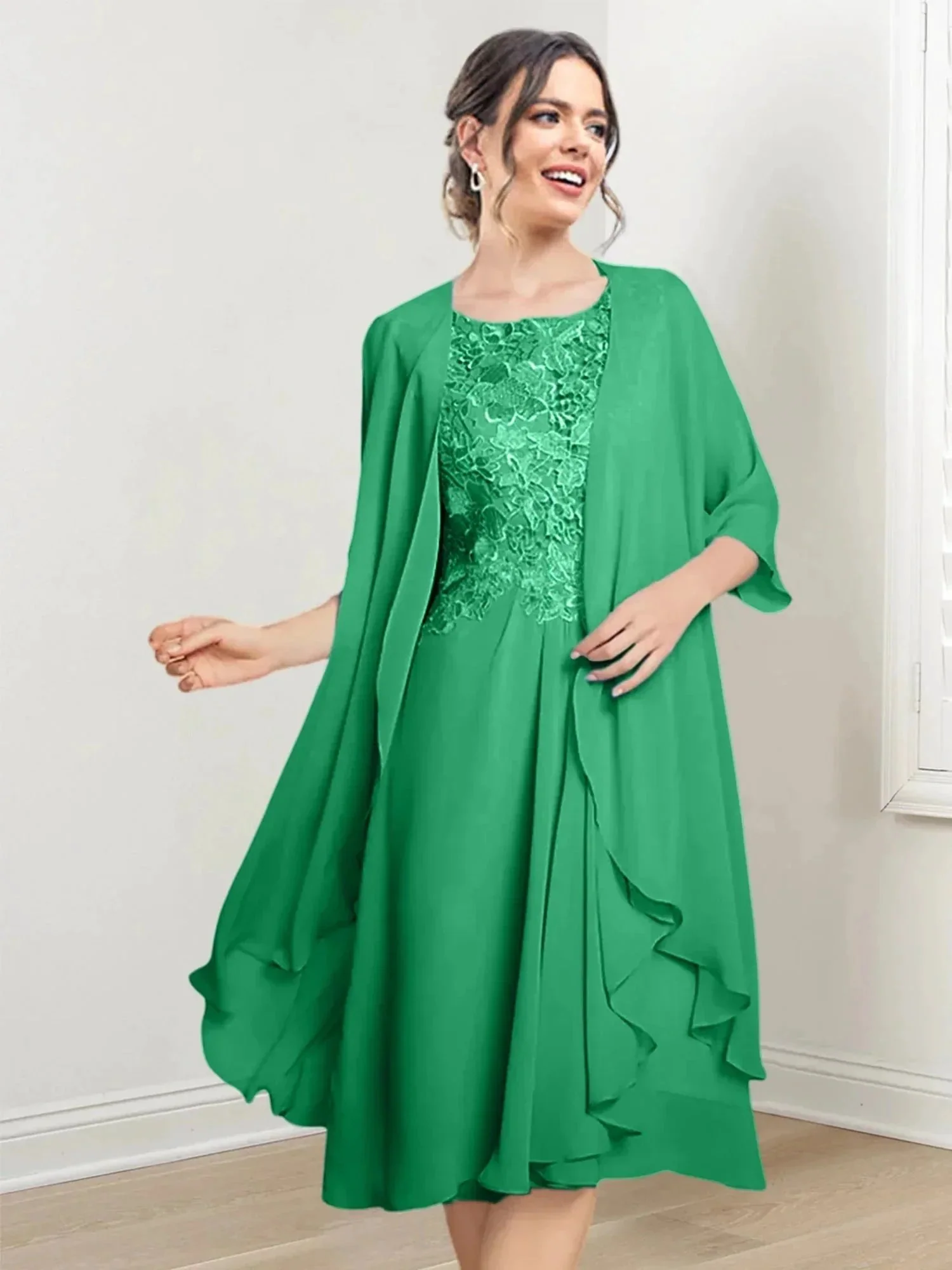 A-Line/Princess Scoop Knee-Length Mother of the Bride Dresses - Image 29