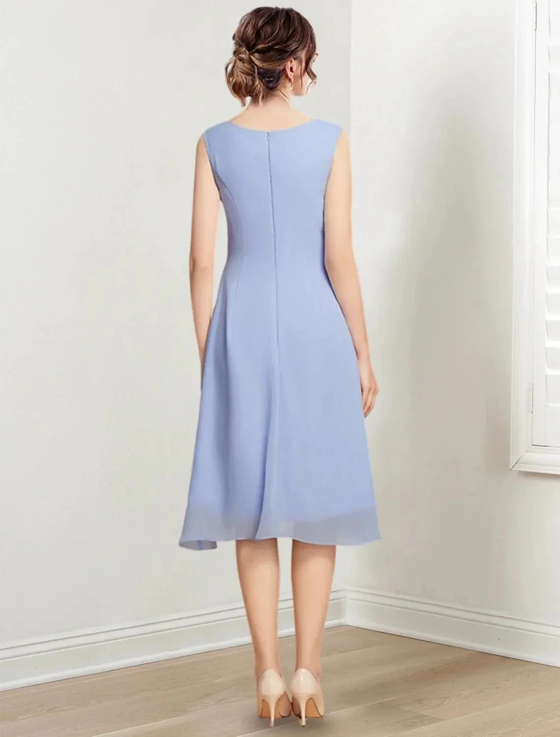 A-Line/Princess Scoop Knee-Length Mother of the Bride Dresses - Image 4