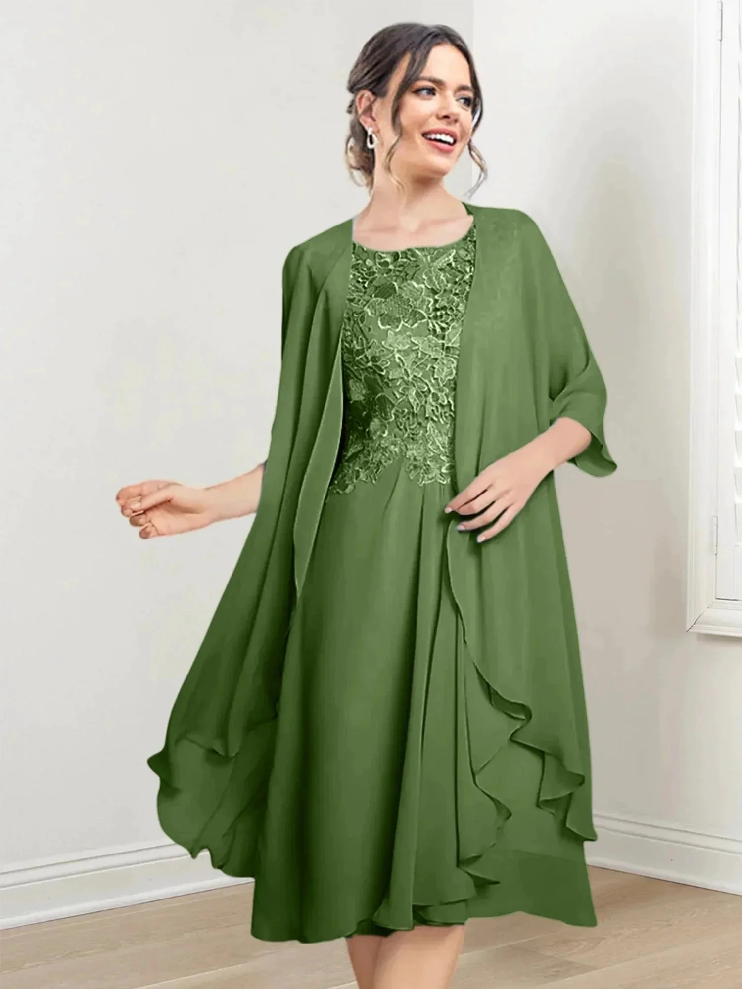 A-Line/Princess Scoop Knee-Length Mother of the Bride Dresses - Image 49