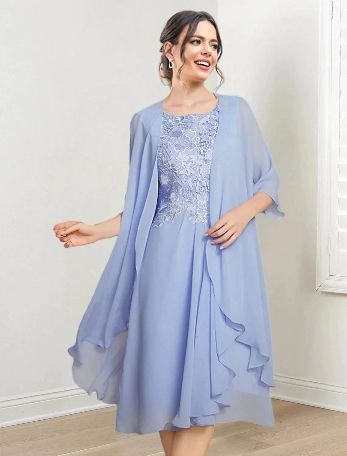 A-Line/Princess Scoop Knee-Length Mother of the Bride Dresses - Image 5