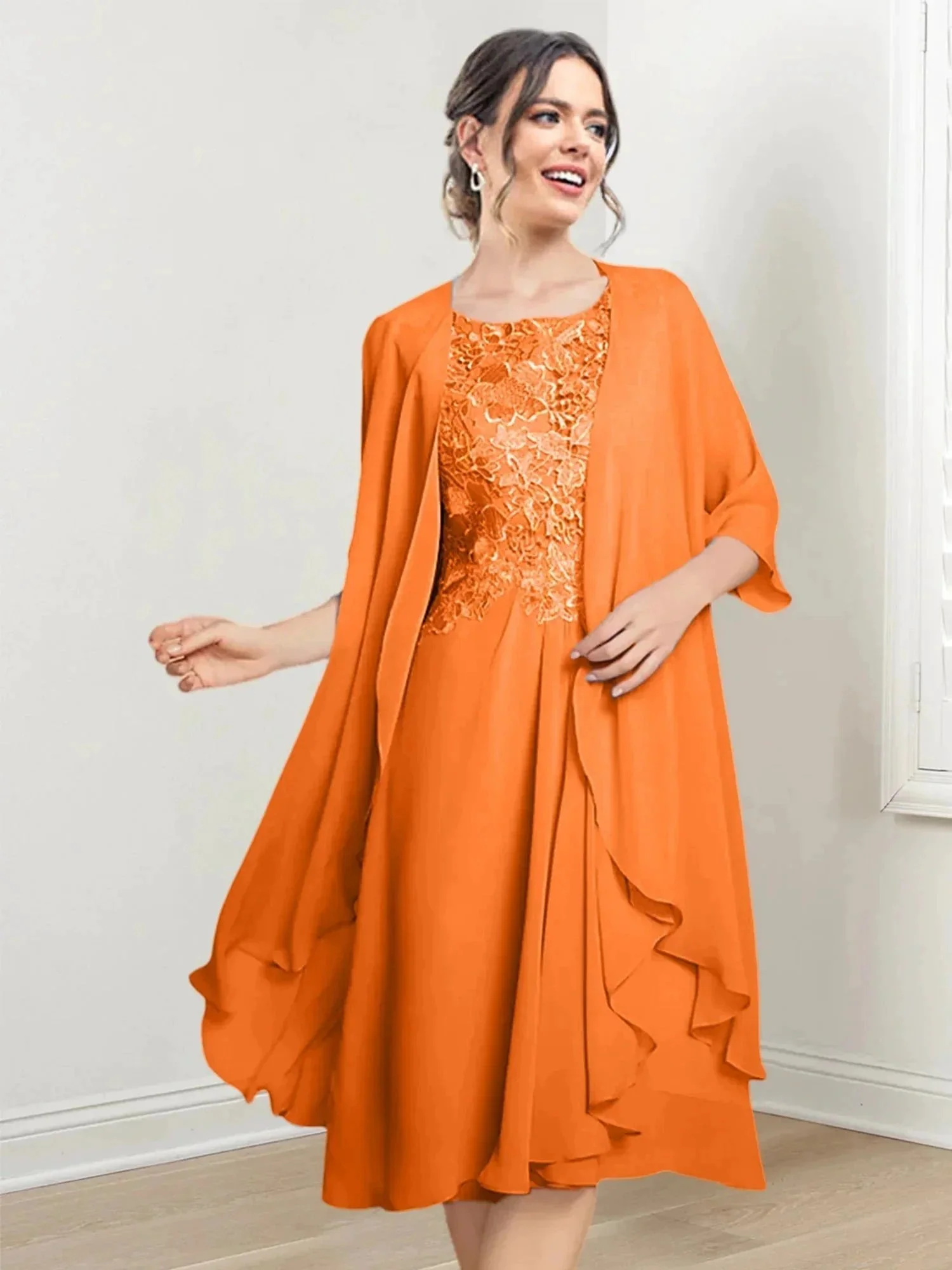 A-Line/Princess Scoop Knee-Length Mother of the Bride Dresses - Image 50
