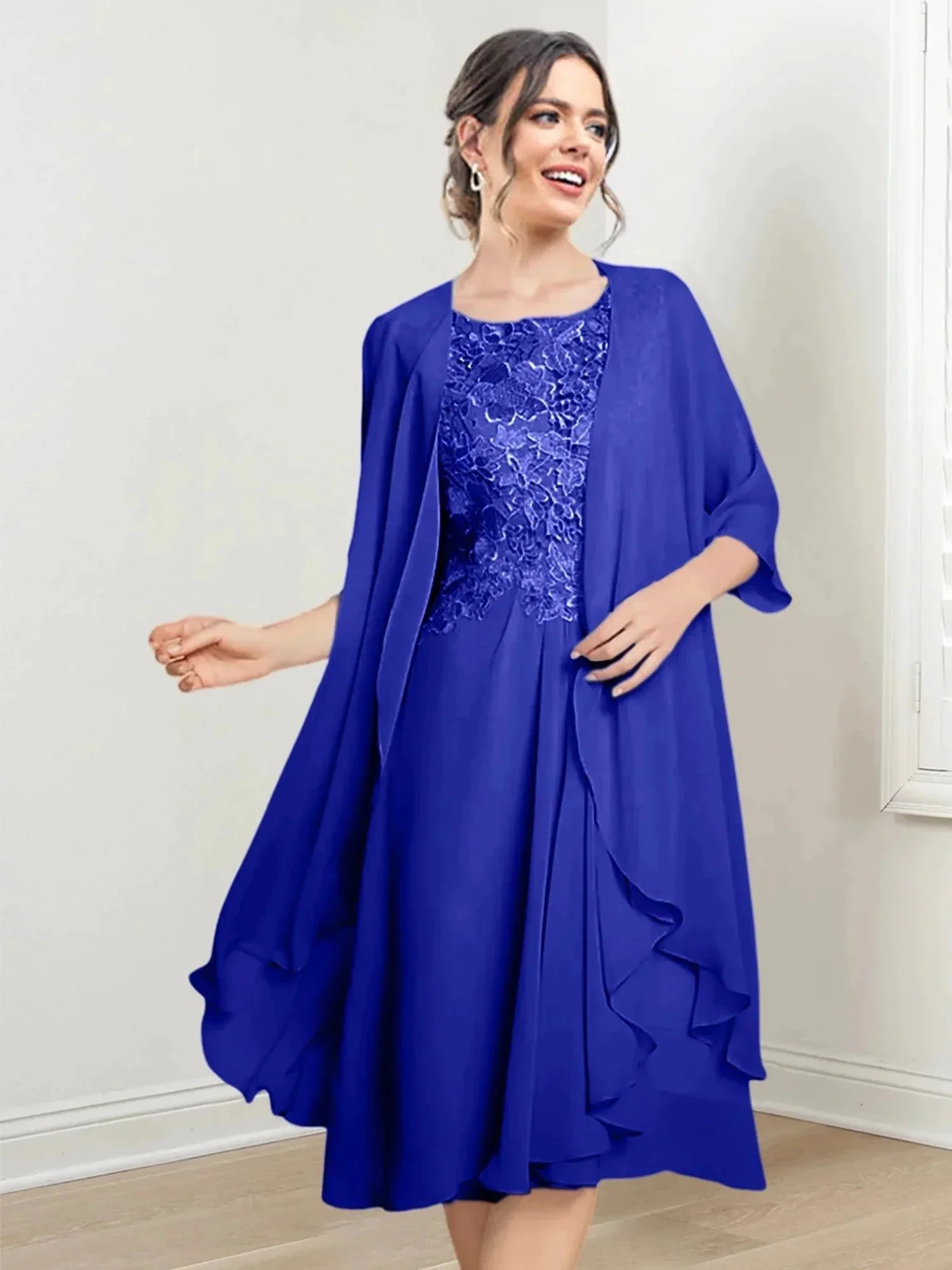 A-Line/Princess Scoop Knee-Length Mother of the Bride Dresses - Image 59