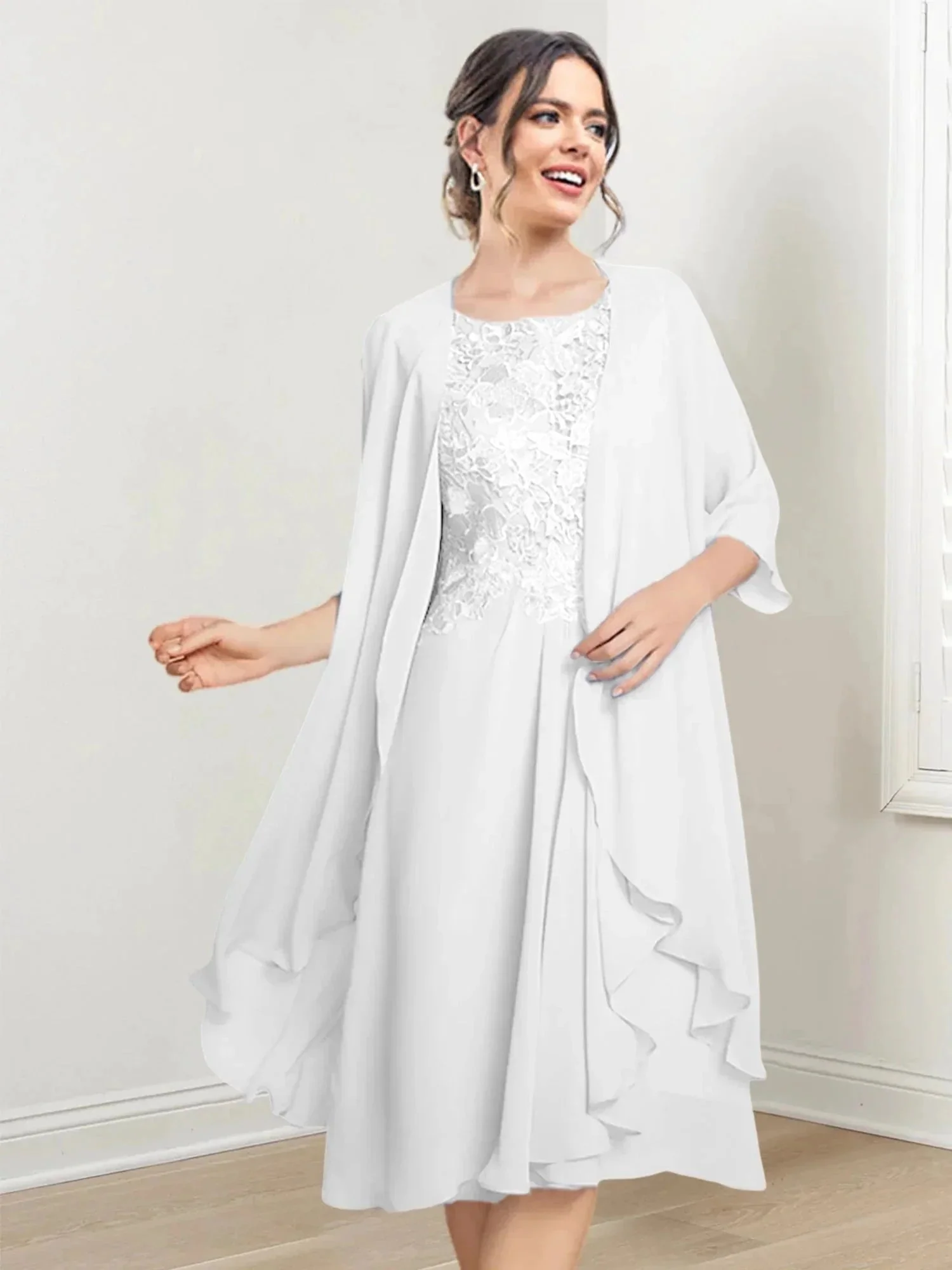 A-Line/Princess Scoop Knee-Length Mother of the Bride Dresses - Image 72