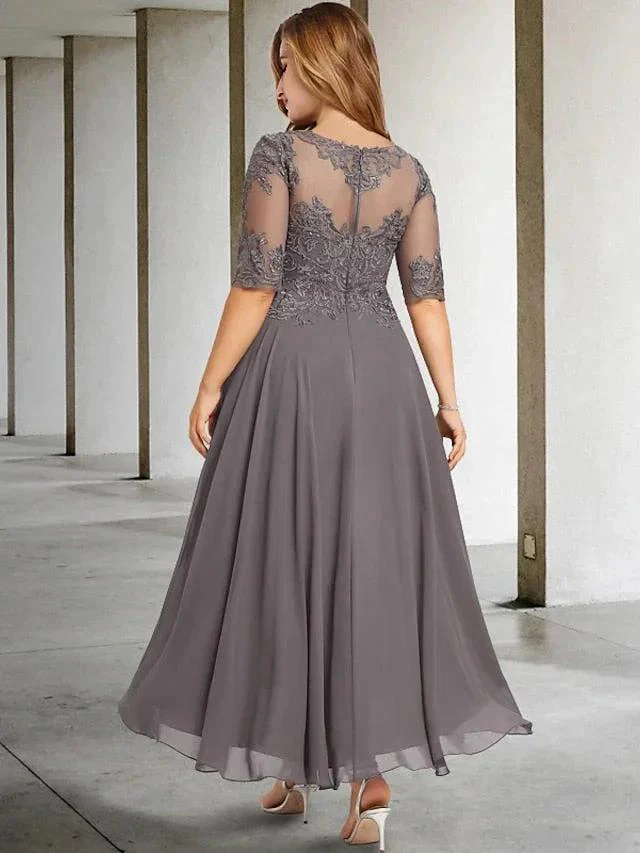 A-Line/Princess Scoop Tea-Length Mother of the Bride Dresses - Image 2