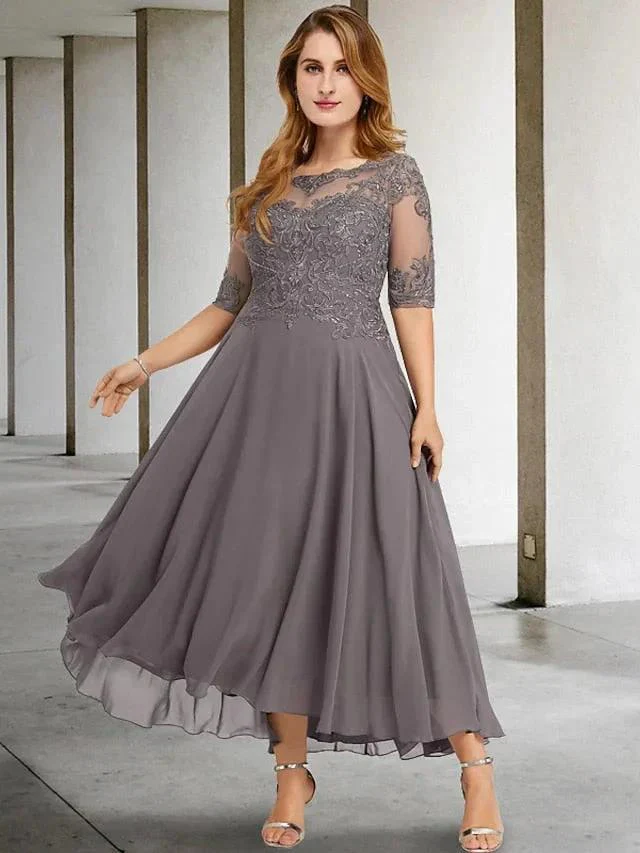 A-Line/Princess Scoop Tea-Length Mother of the Bride Dresses - Image 5