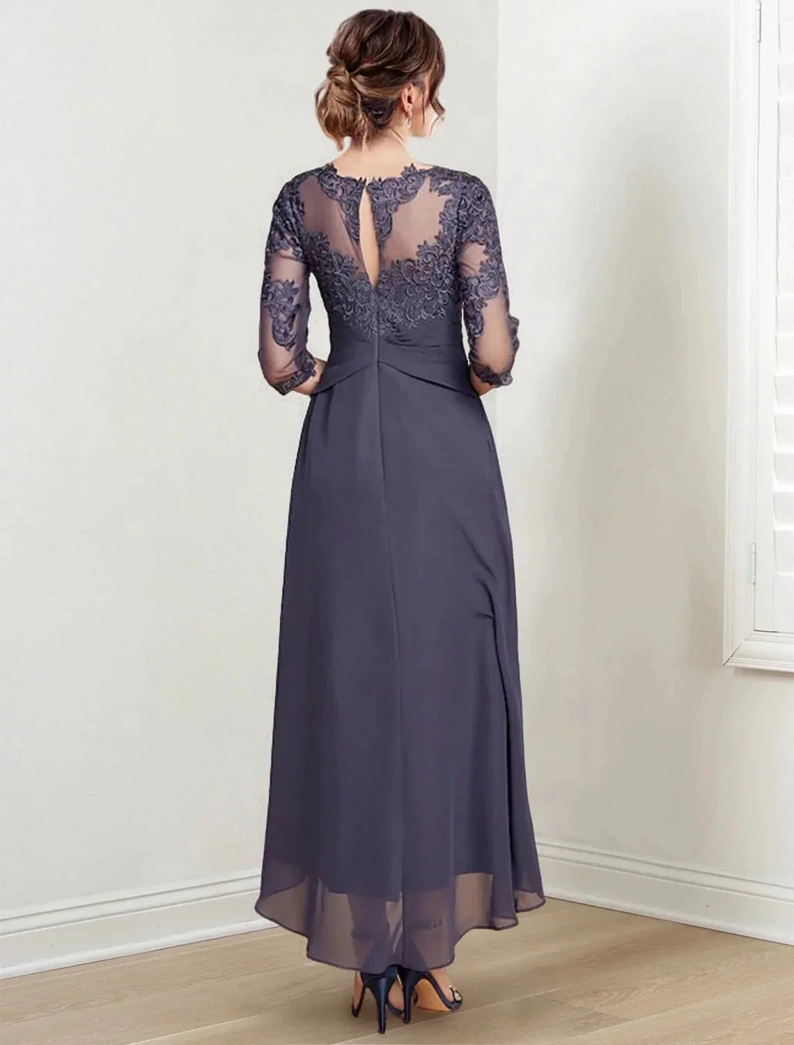 A-Line/Princess Scoop Tea-Length Mother of the Bride Dresses - Image 2