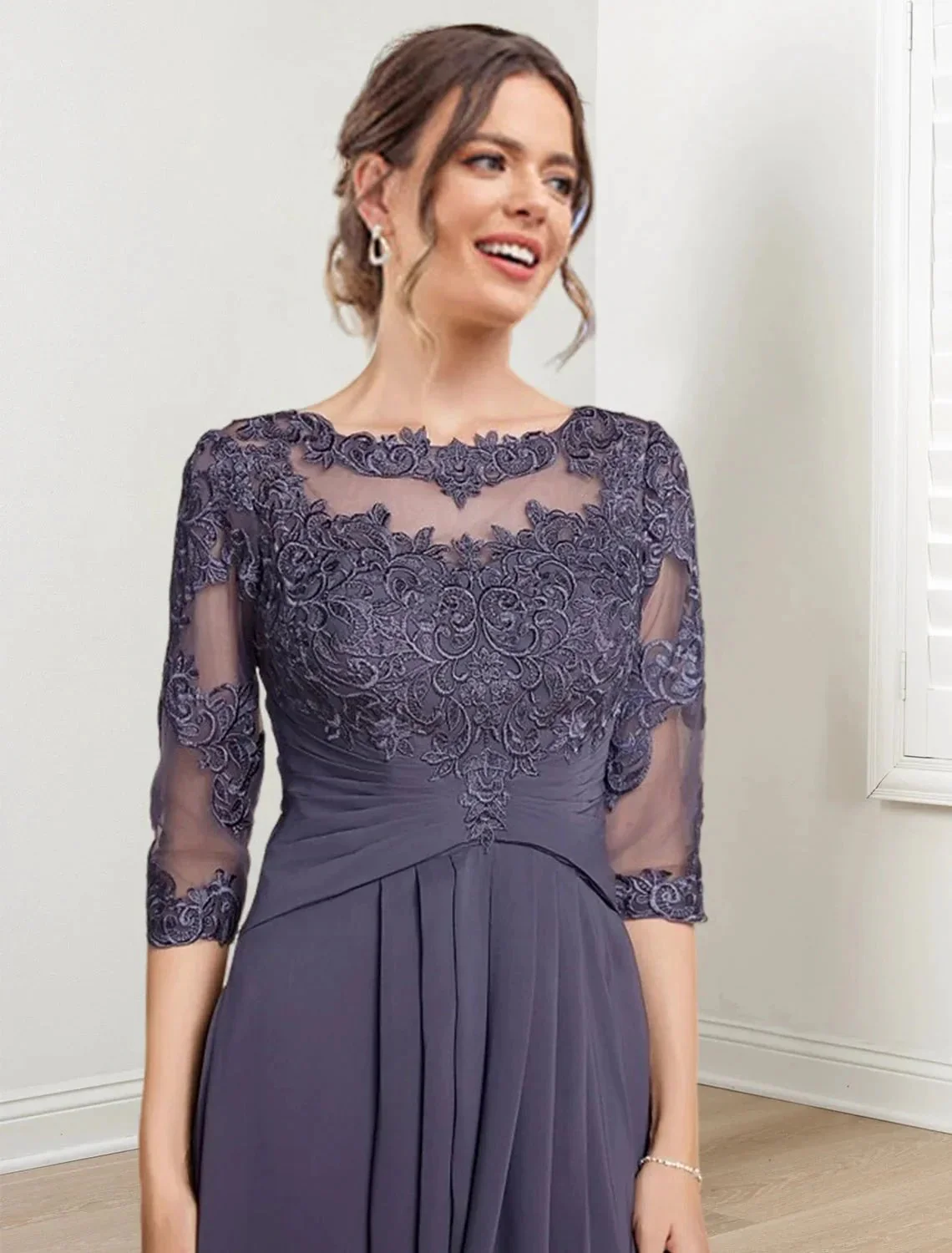 A-Line/Princess Scoop Tea-Length Mother of the Bride Dresses - Image 5