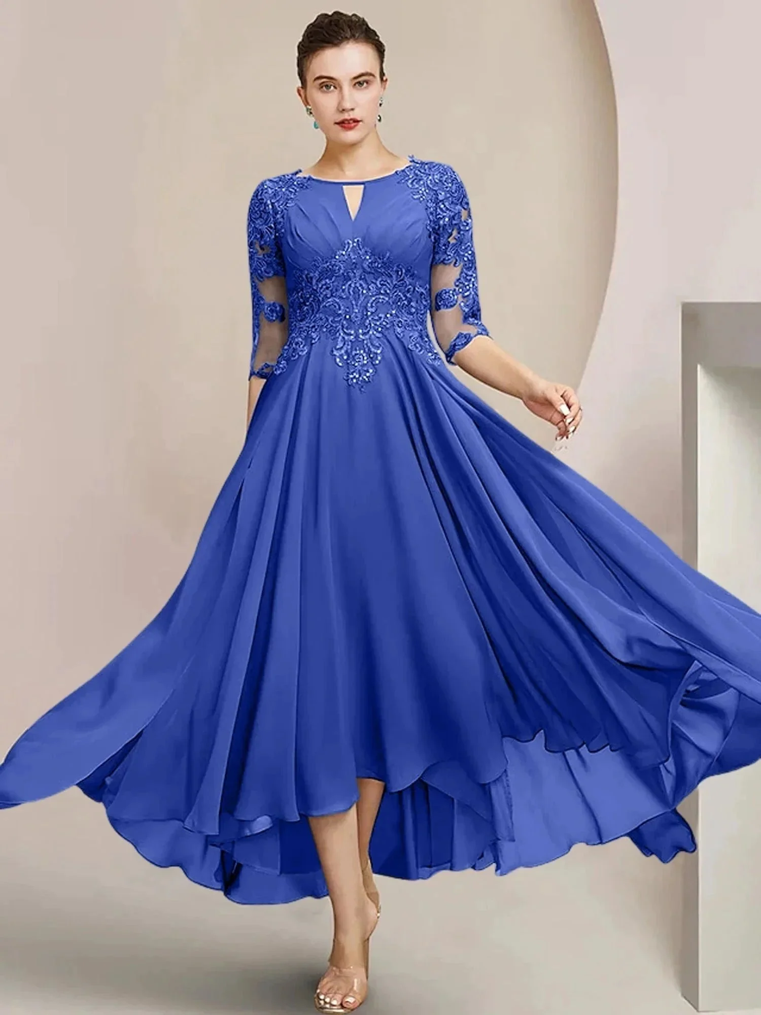 A-Line/Princess Scoop Tea-Length Mother of the Bride Dresses - Image 104