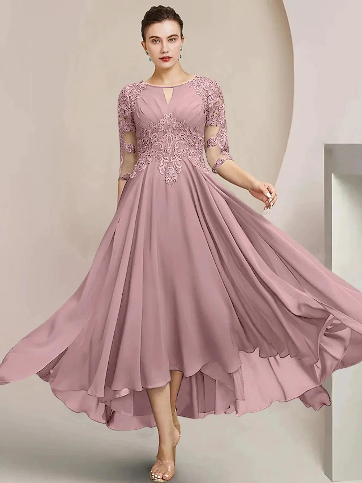 A-Line/Princess Scoop Tea-Length Mother of the Bride Dresses - Image 107