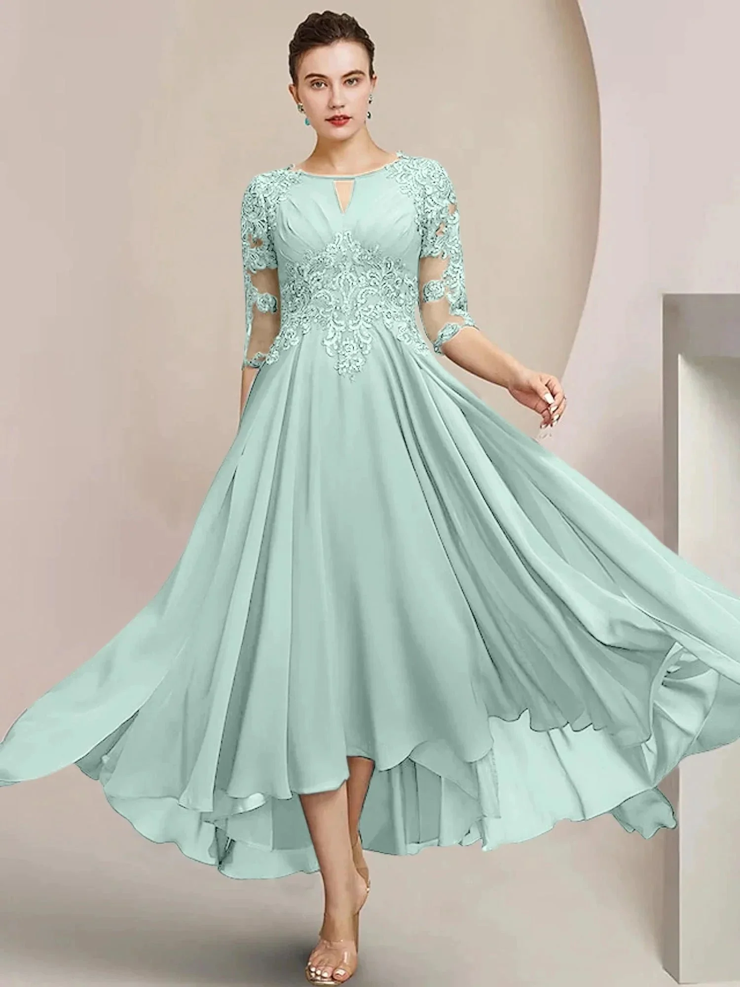 A-Line/Princess Scoop Tea-Length Mother of the Bride Dresses - Image 109