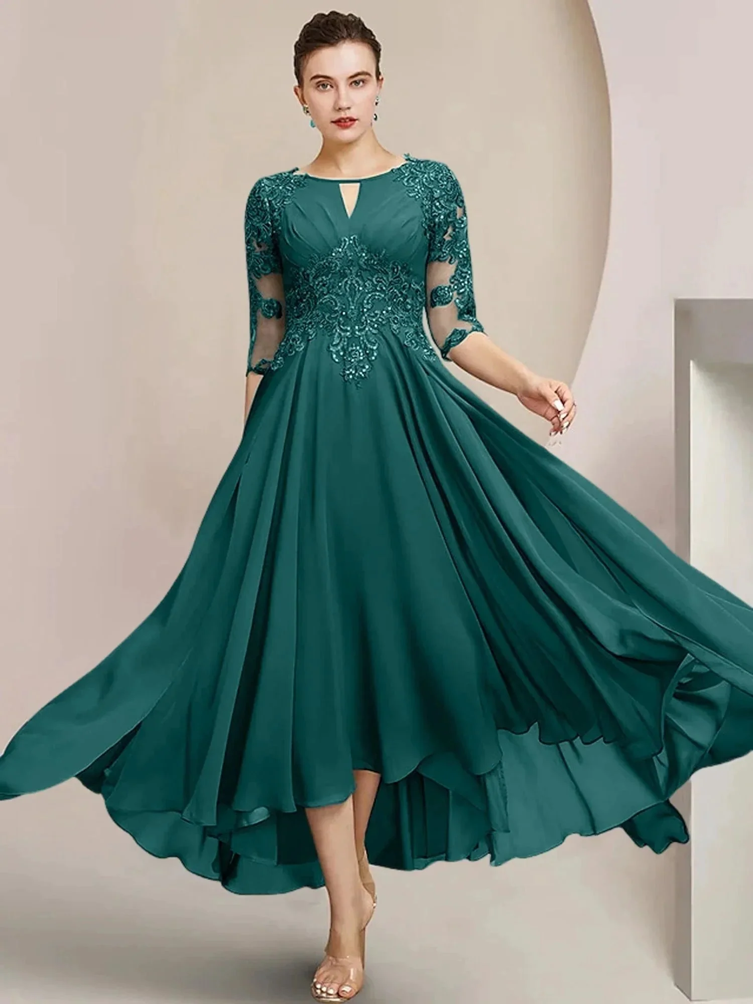 A-Line/Princess Scoop Tea-Length Mother of the Bride Dresses - Image 119