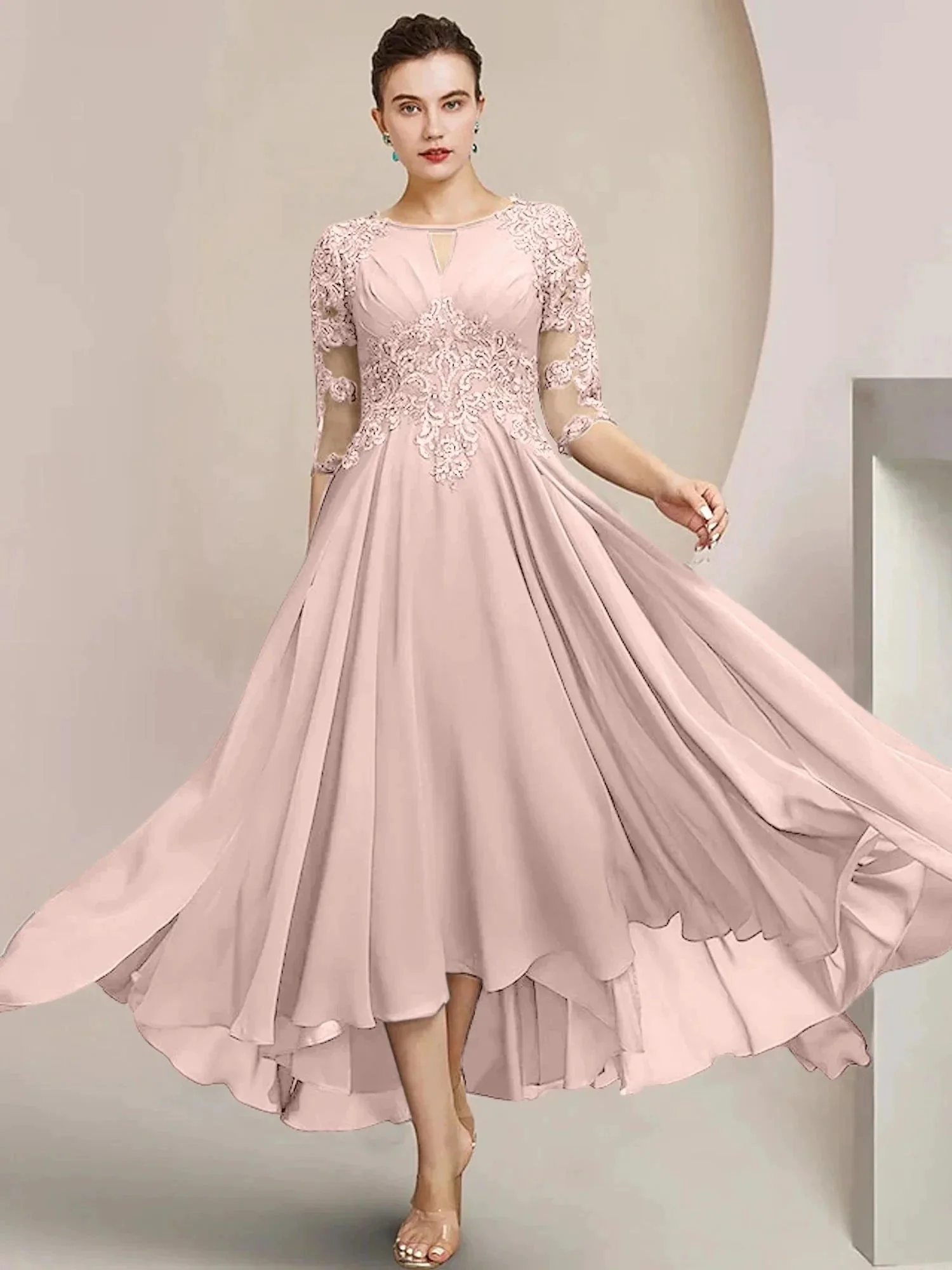 A-Line/Princess Scoop Tea-Length Mother of the Bride Dresses - Image 120