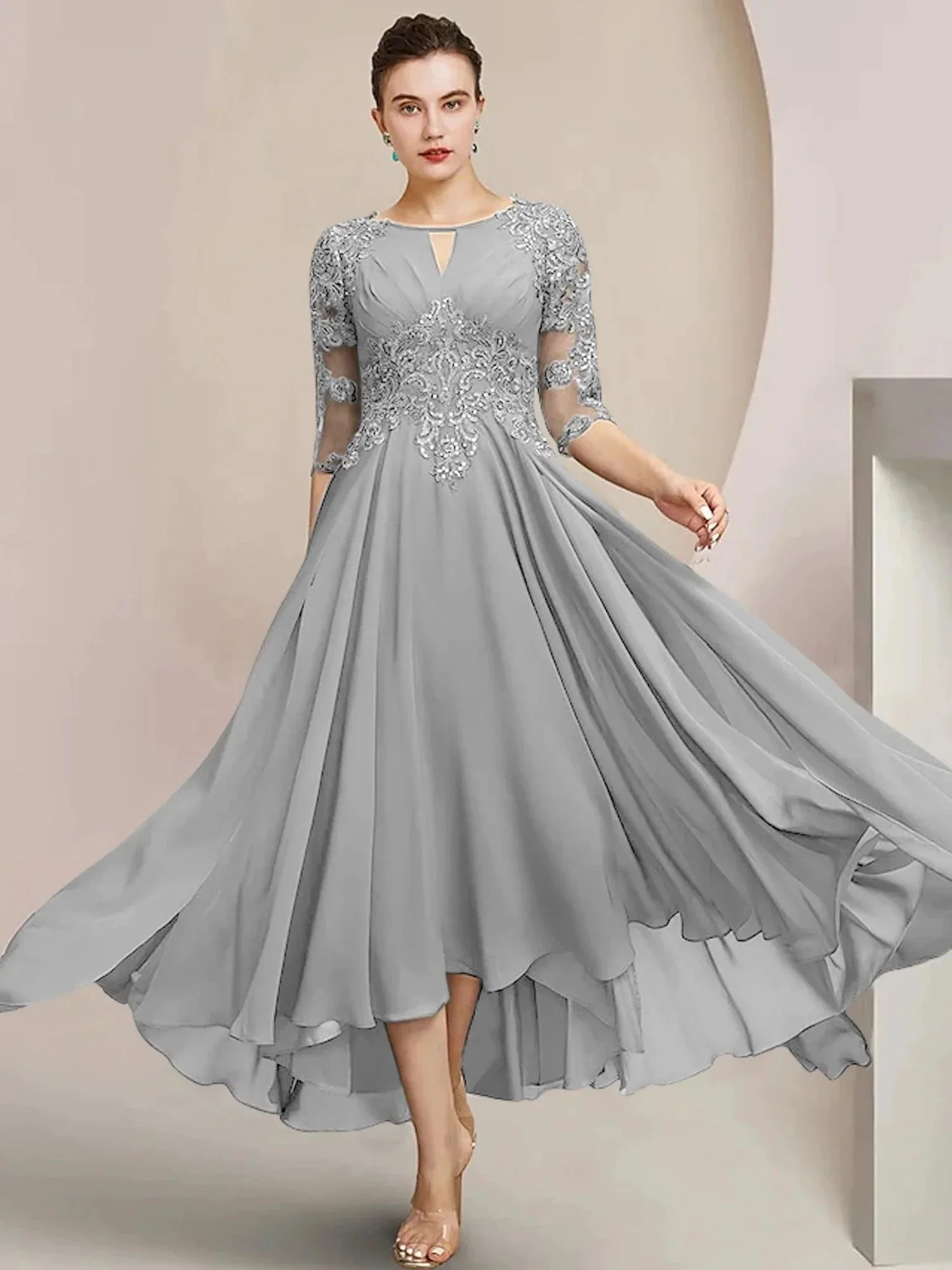 A-Line/Princess Scoop Tea-Length Mother of the Bride Dresses - Image 129