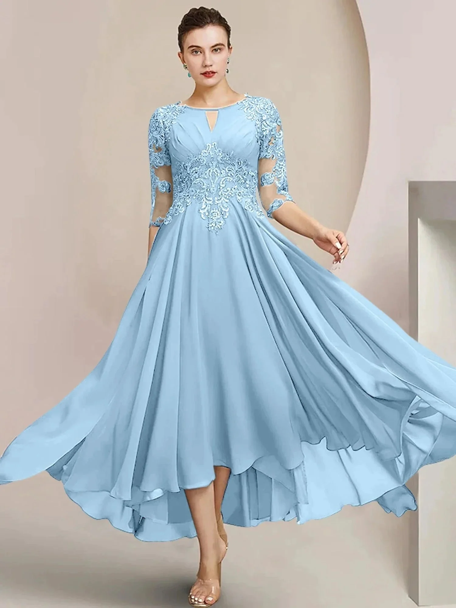 A-Line/Princess Scoop Tea-Length Mother of the Bride Dresses - Image 131